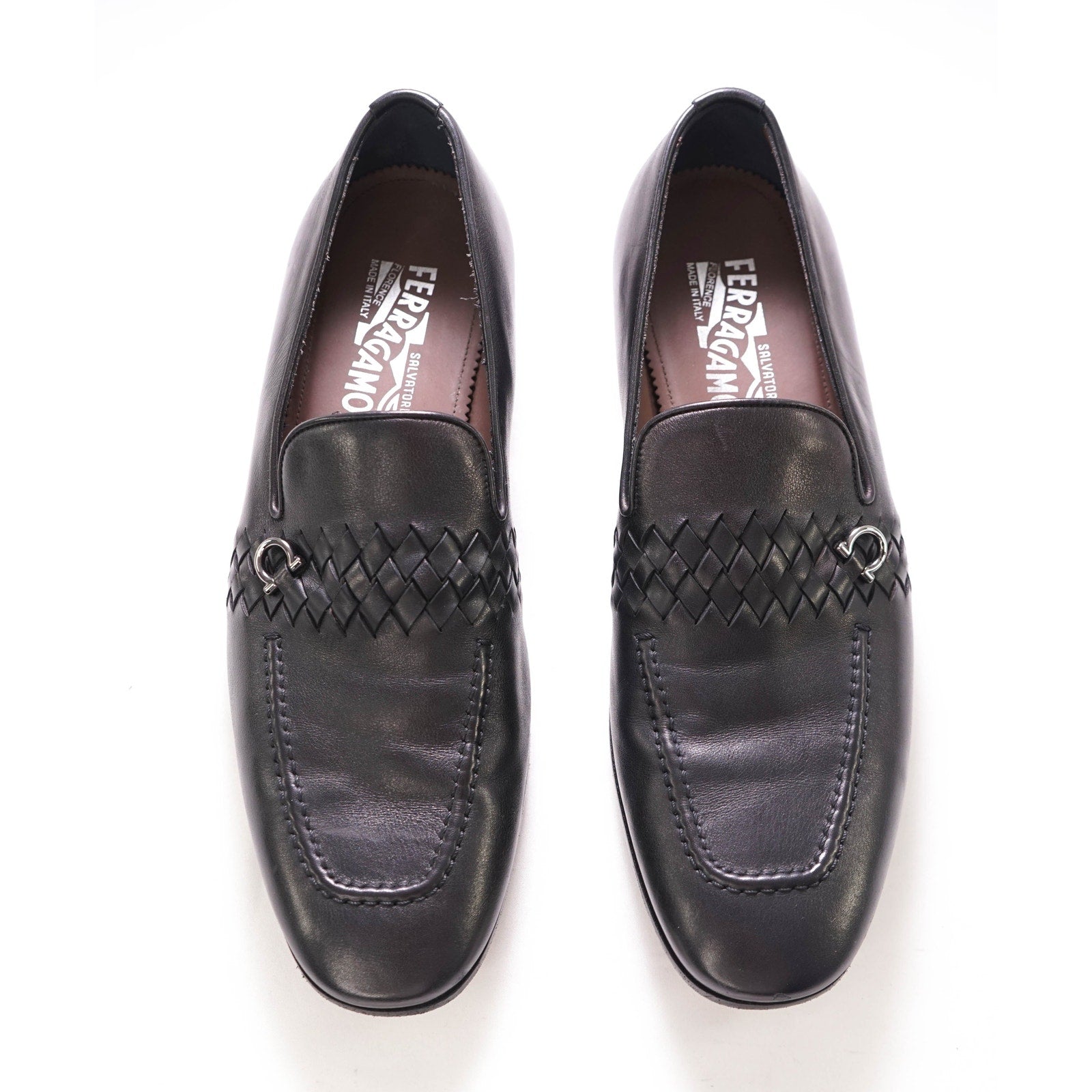 $850 SALVATORE FERRAGAMO - "PASSION" Braided Black Loafer - 9.5 EE US