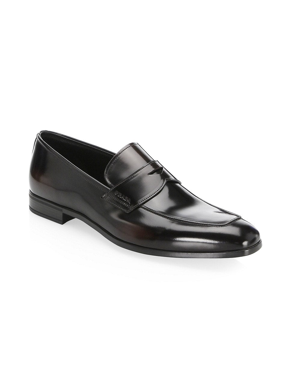 $950 PRADA - Prada Brushed Black Leather Penny Loafers - 9 US (8 Prada)