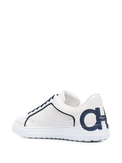 $750 SALVATORE FERRAGAMO - *MANHATTAN* Blue/White Leather Sneaker - 8 M US