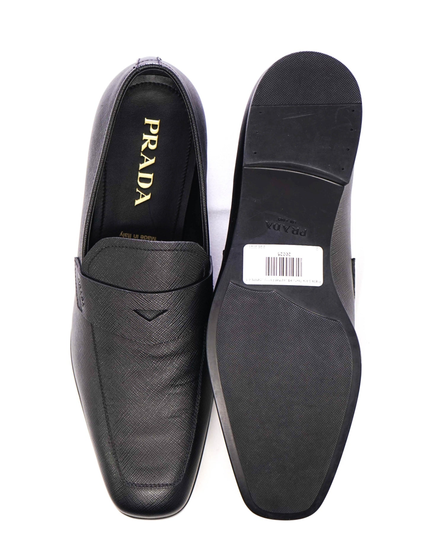 Prada Black Textured Saffiano Leather Penny Loafers 9.5 US (8.5 IT)