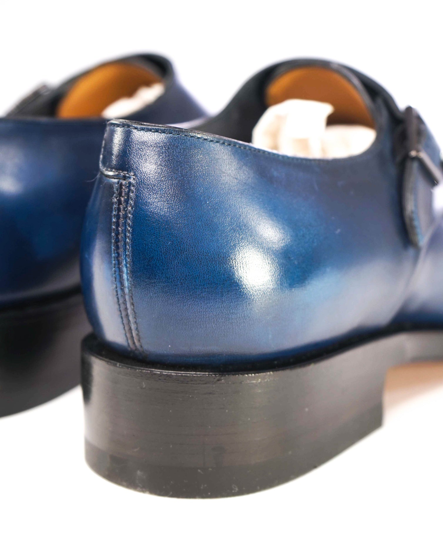 $1,595 Santoni Blue *GOODYEAR* Monk Straps Leather Shoes US 9.5 (UK 8.5)