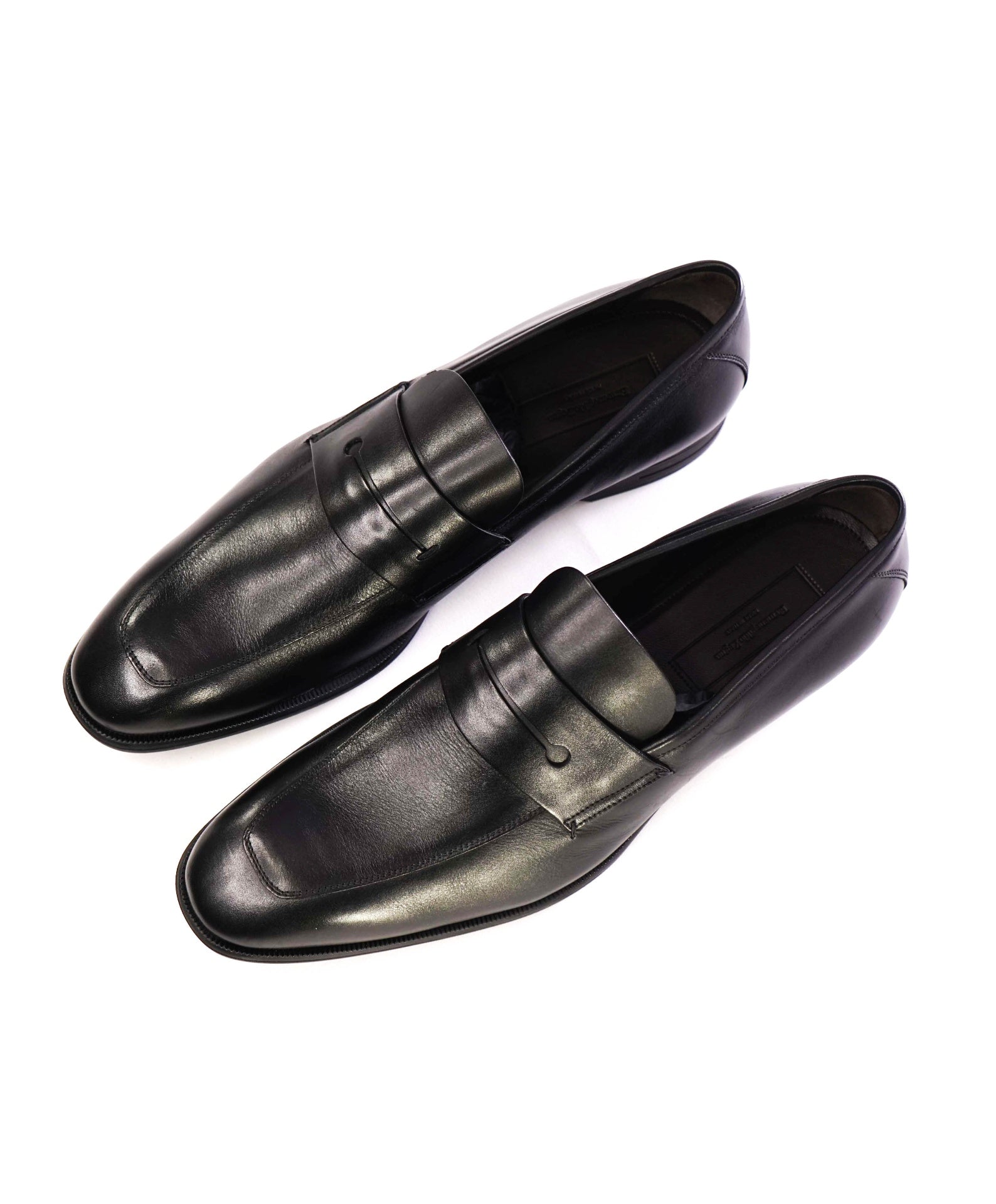 Ermenegildo Zegna Black Penny Loafers Leather Shoes US 14 (EU 13)