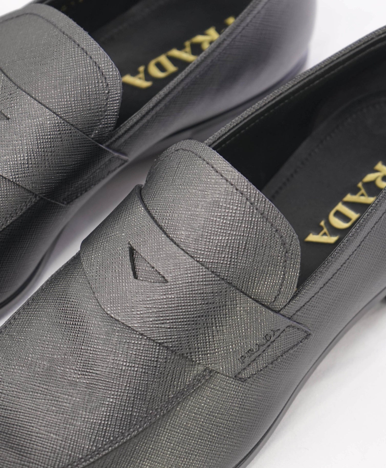 Prada Black Textured Saffiano Leather Penny Loafers 9.5 US (8.5 IT)