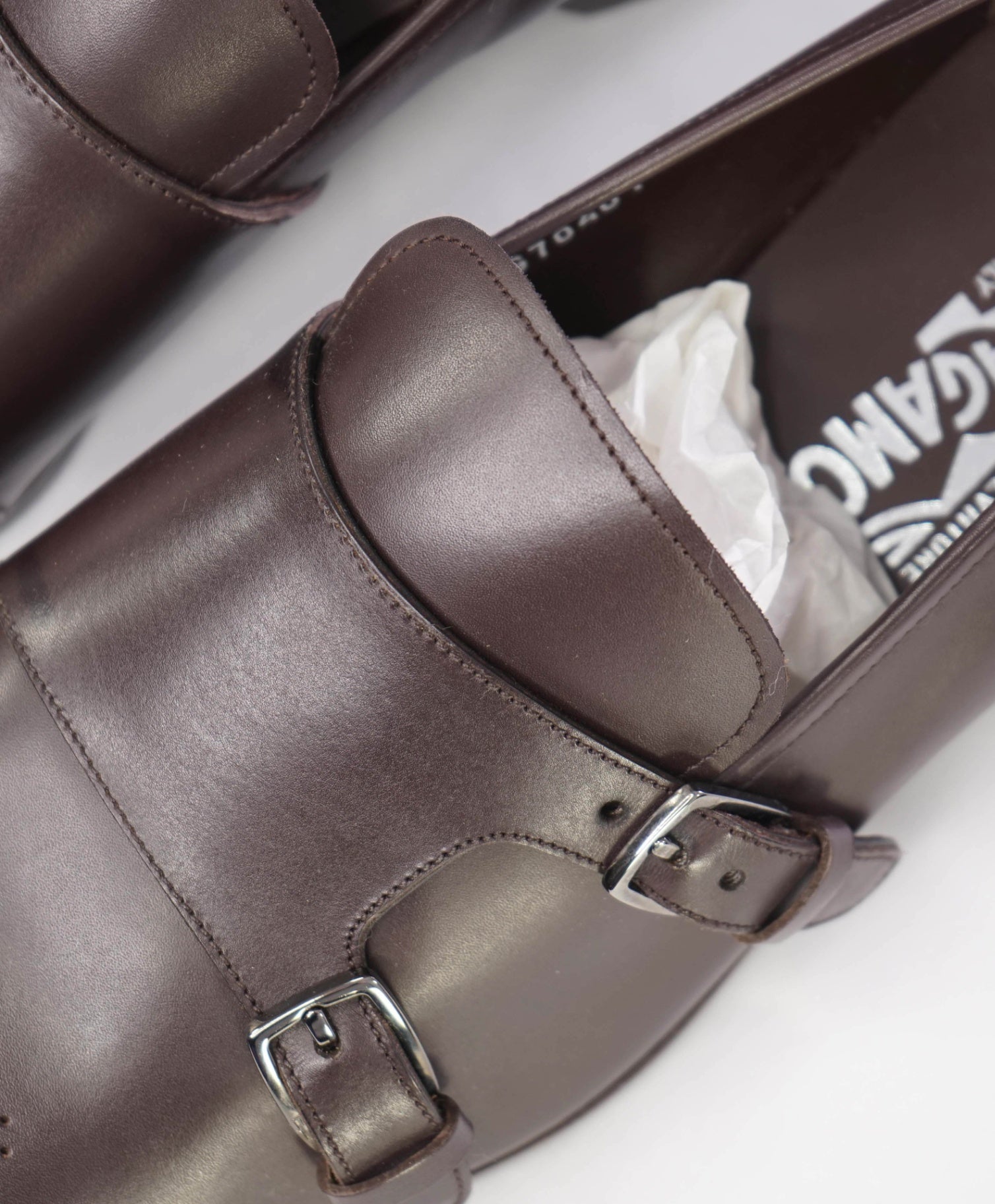 Salvatore Ferragamo Dark Brown Venetian Monk Strap Leather Shoes 10D