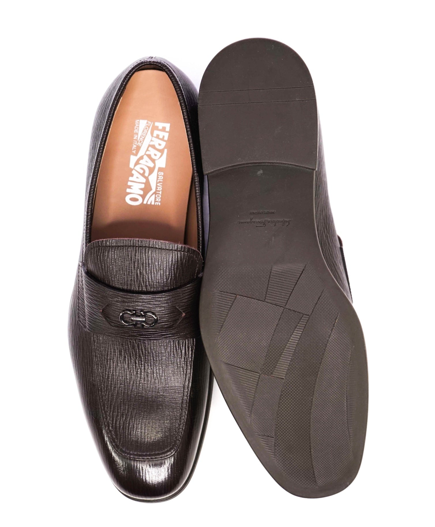 Salvatore Ferragamo *MARTIN* Dark Brown Leather Loafers 8 E
