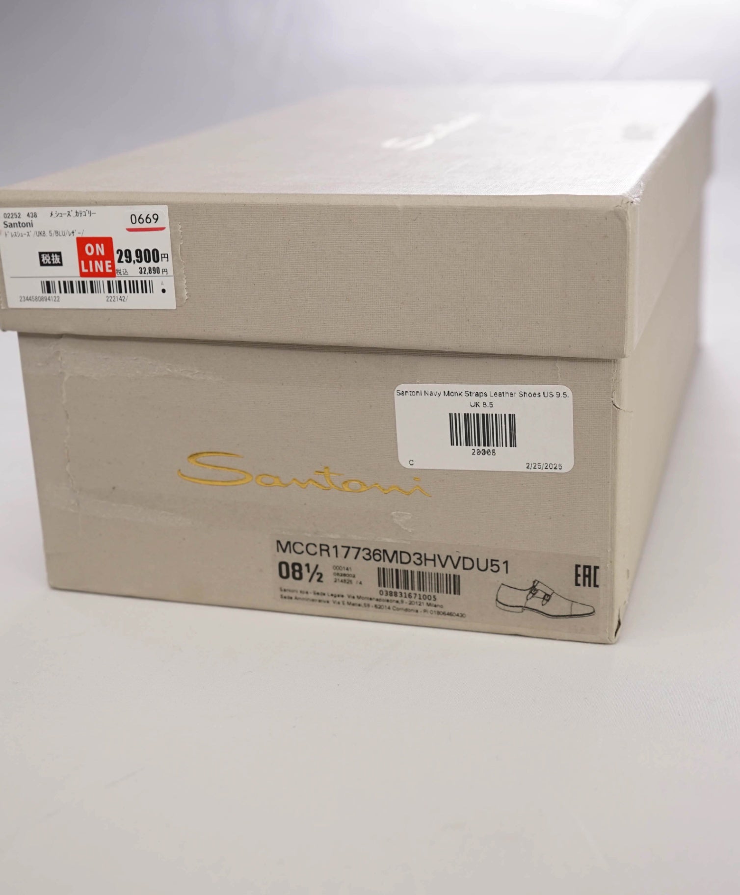 $1,595 Santoni Blue *GOODYEAR* Monk Straps Leather Shoes US 9.5 (UK 8.5)