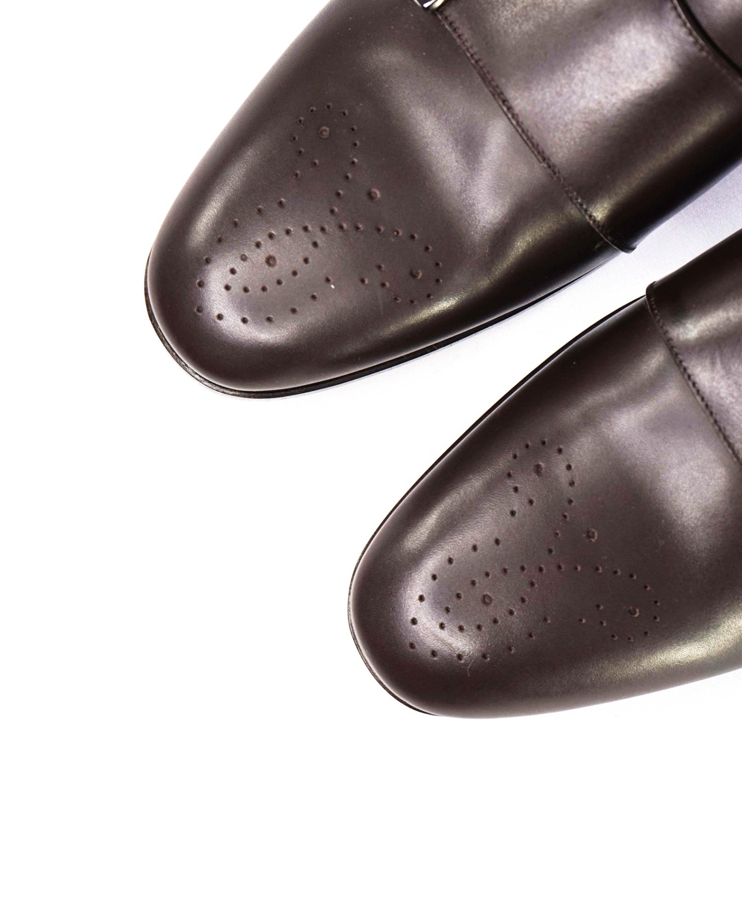 Salvatore Ferragamo Dark Brown Venetian Monk Strap Leather Shoes 10D