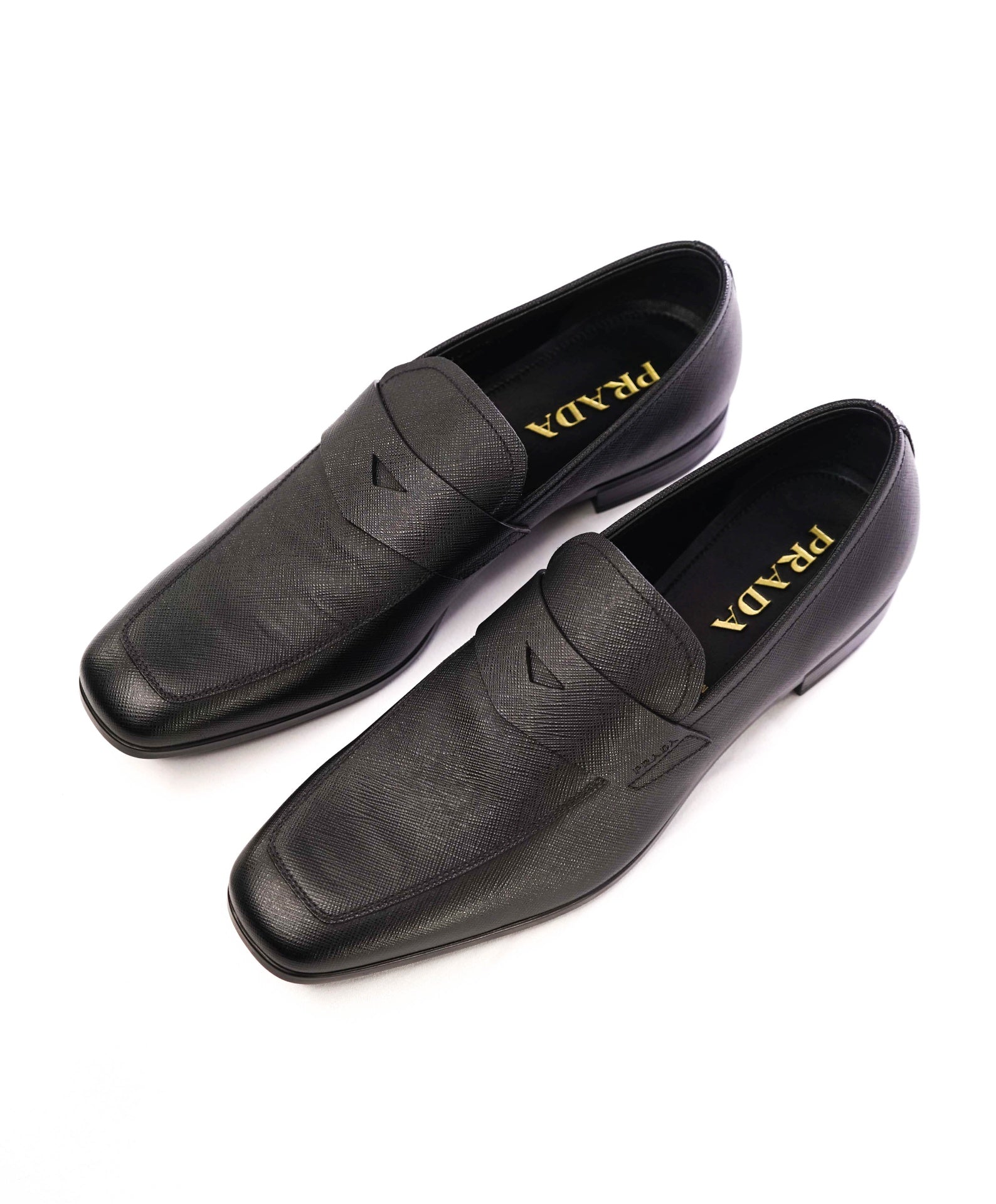 Prada Black Textured Saffiano Leather Penny Loafers 9.5 US (8.5 IT)