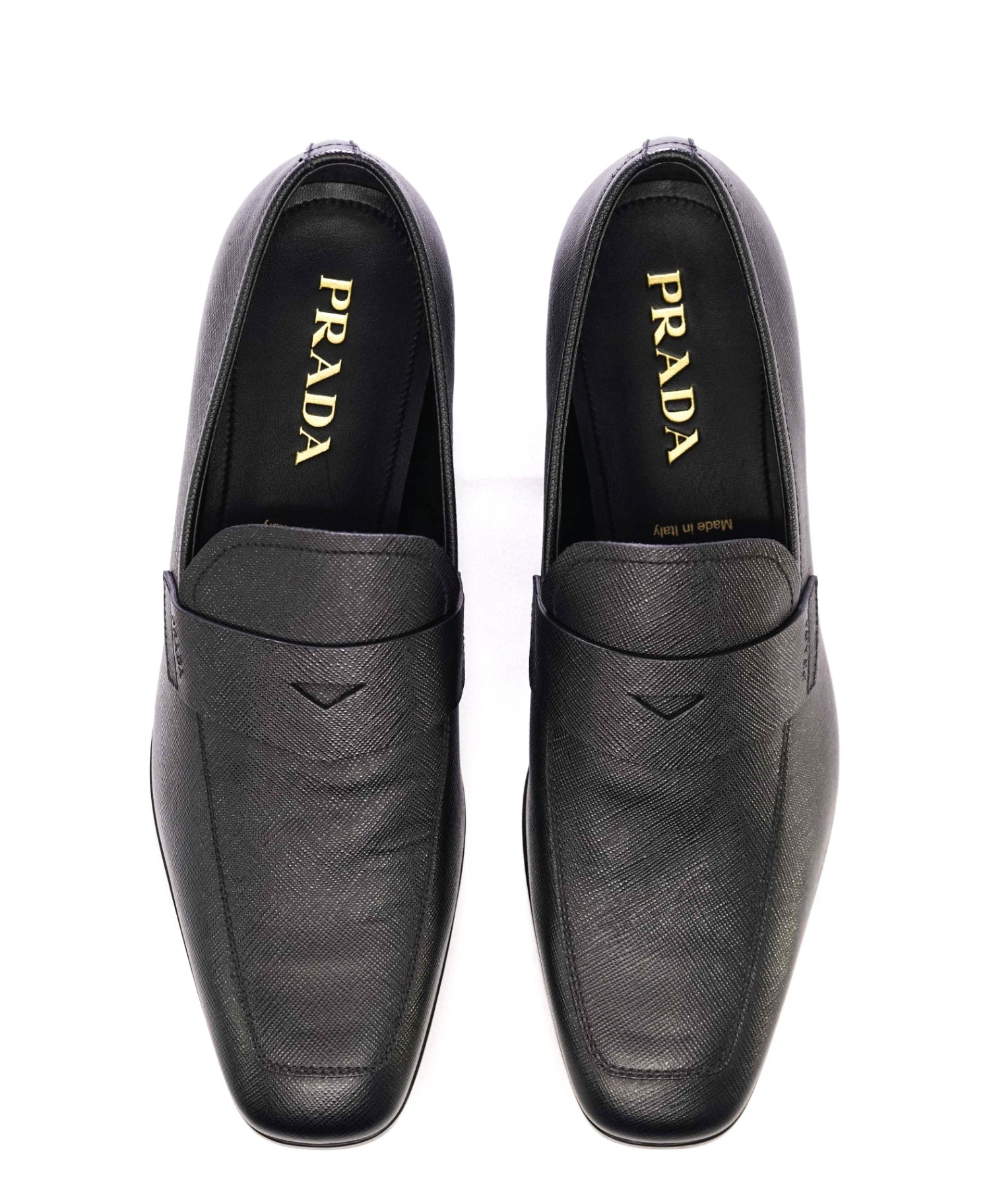 Prada Black Textured Saffiano Leather Penny Loafers 9.5 US (8.5 IT)