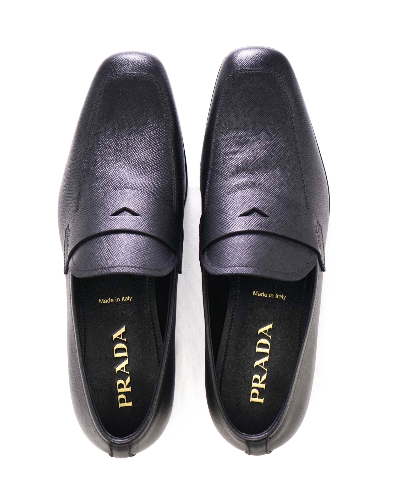 Prada Black Textured Saffiano Leather Penny Loafers 9.5 US (8.5 IT)