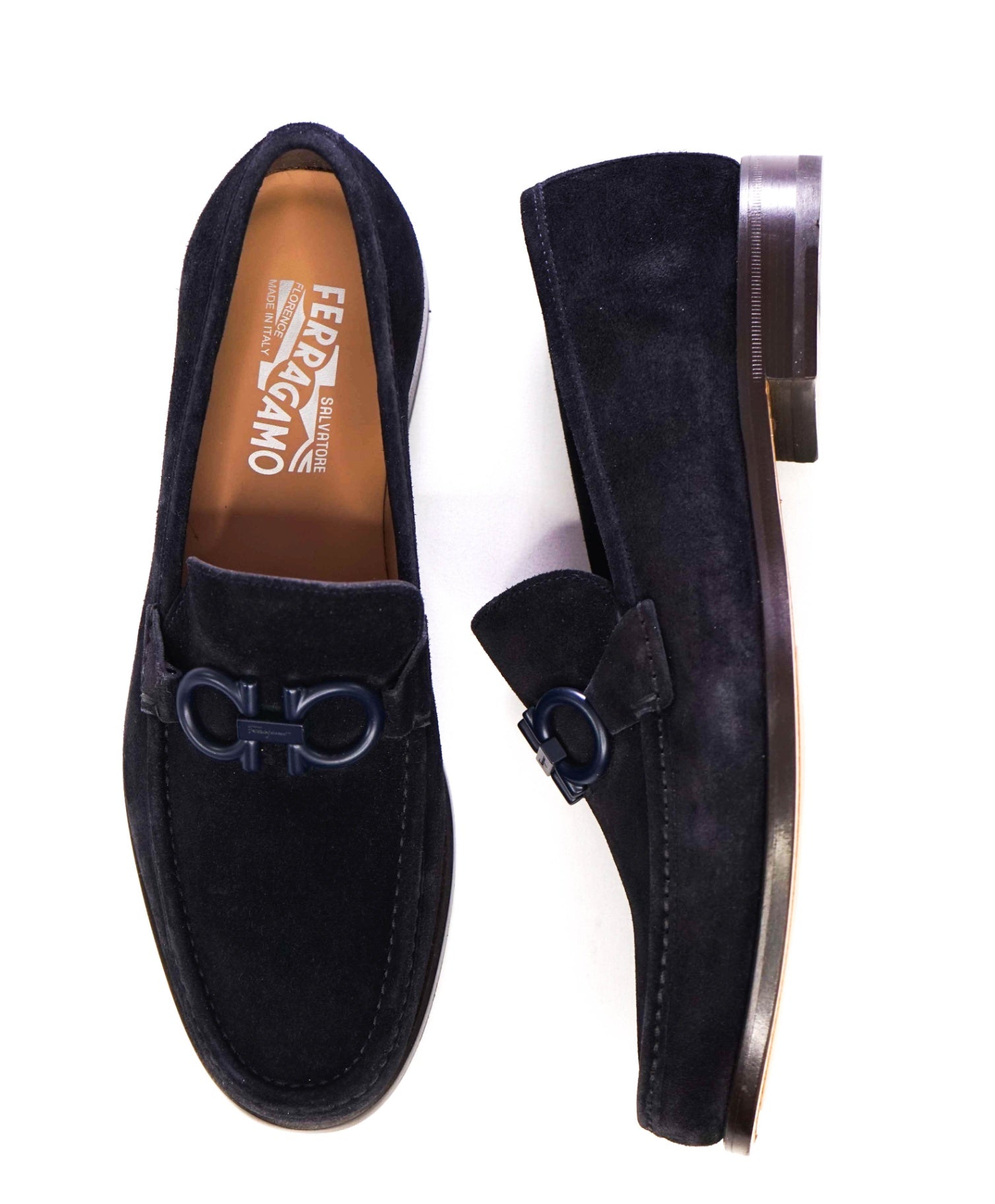 Salvatore Ferragamo *ROLLO* Dark Blue Suede Loafers 9.5 E