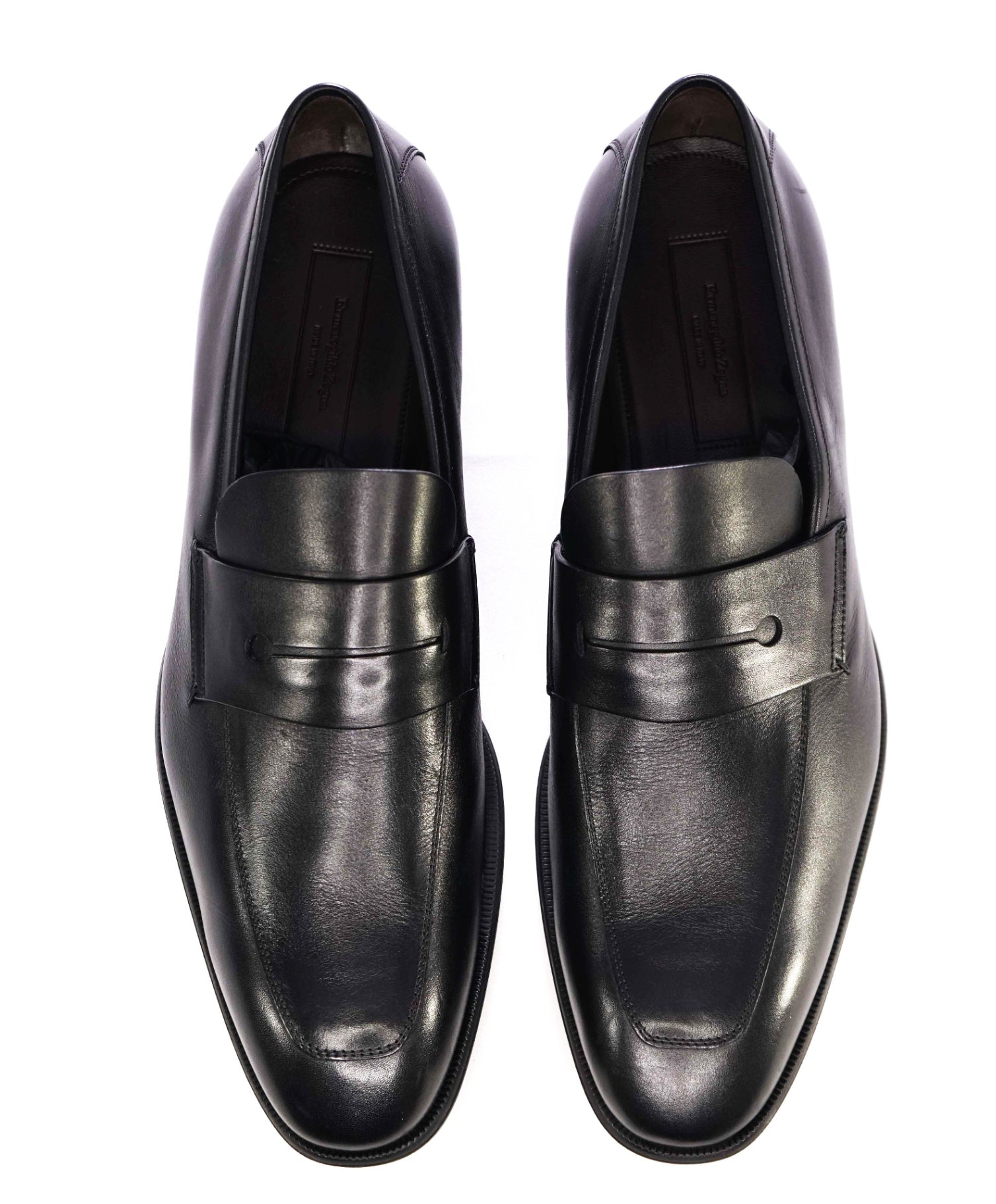 Ermenegildo Zegna Black Penny Loafers Leather Shoes US 14 (EU 13)