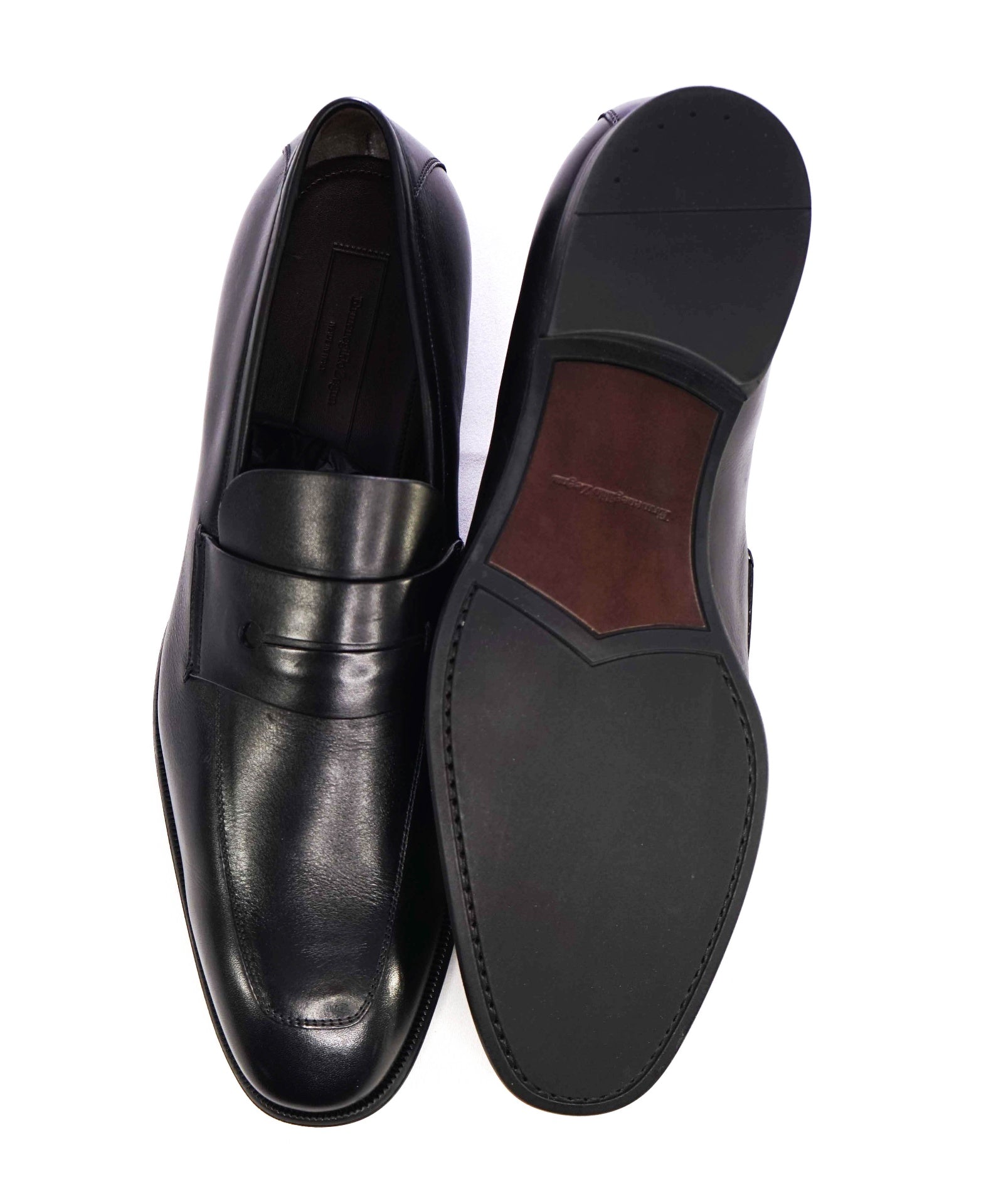 Ermenegildo Zegna Black Penny Loafers Leather Shoes US 14 (EU 13)