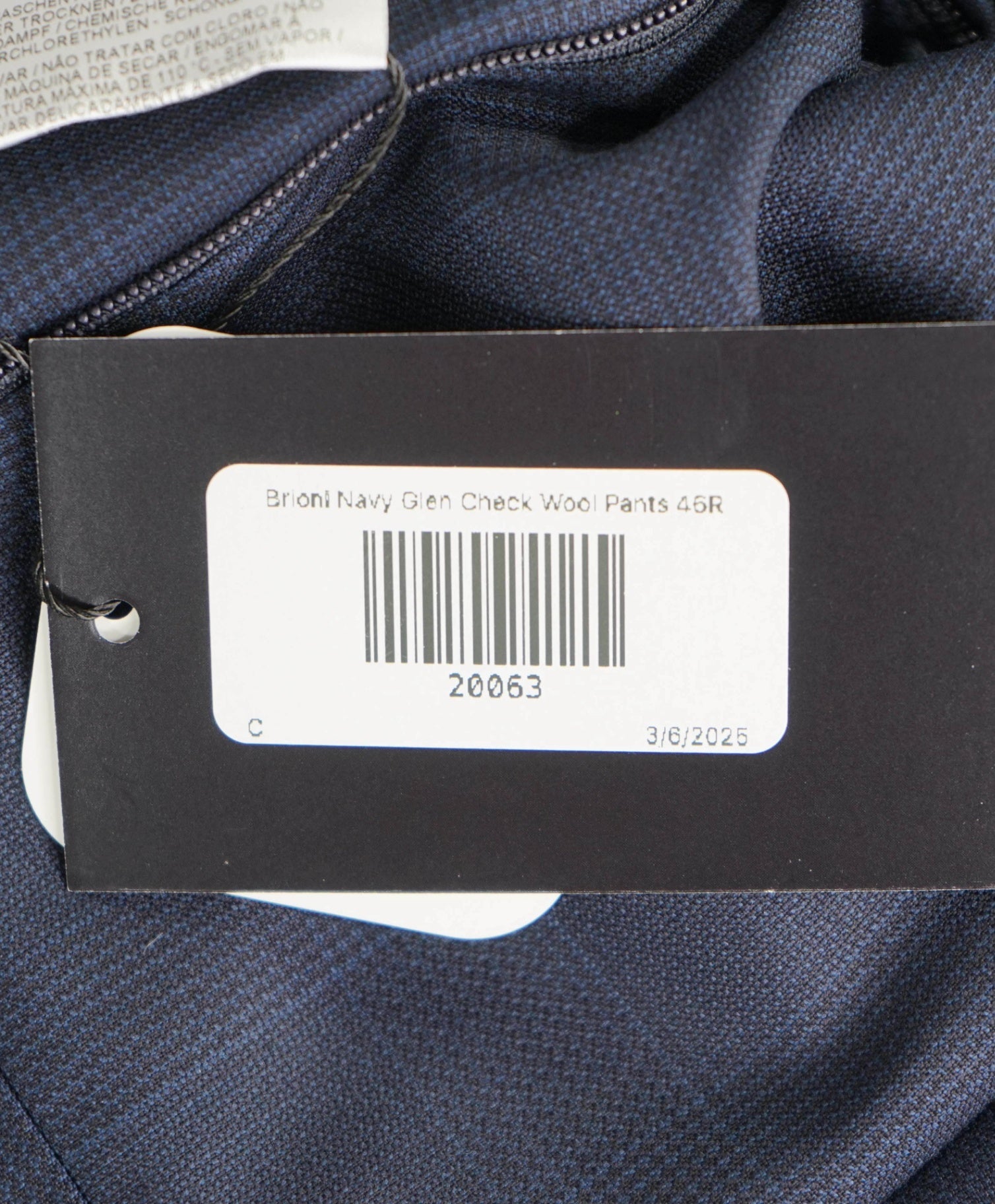 $1,050 Brioni Navy Glen Check Wool Flat Front Pants 38W