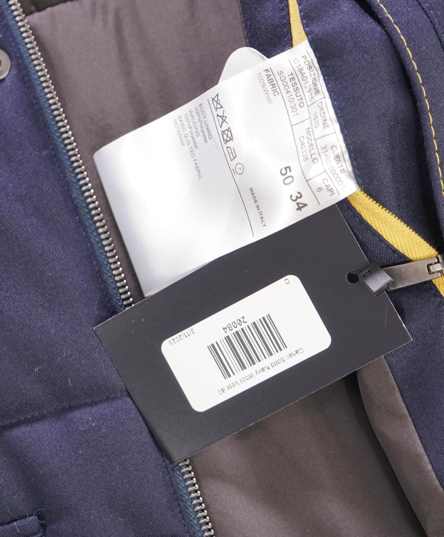 $1,395 Canali Solid Navy Wool Vest 40US (50EU) L