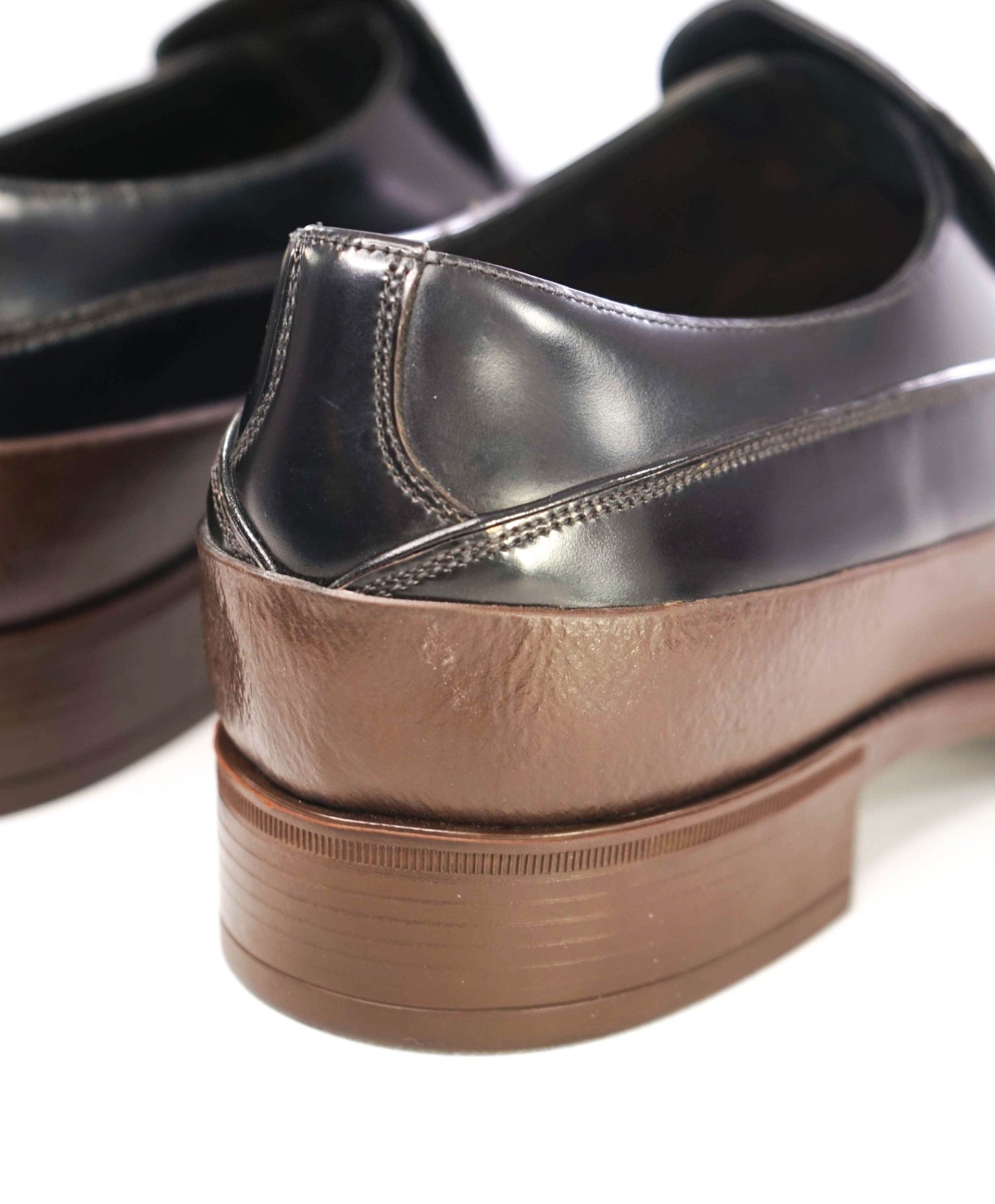 Prada Brown/Black Rubber/Leather LUG SOLE Loafer Footwear 9.5 US(8.5IT)