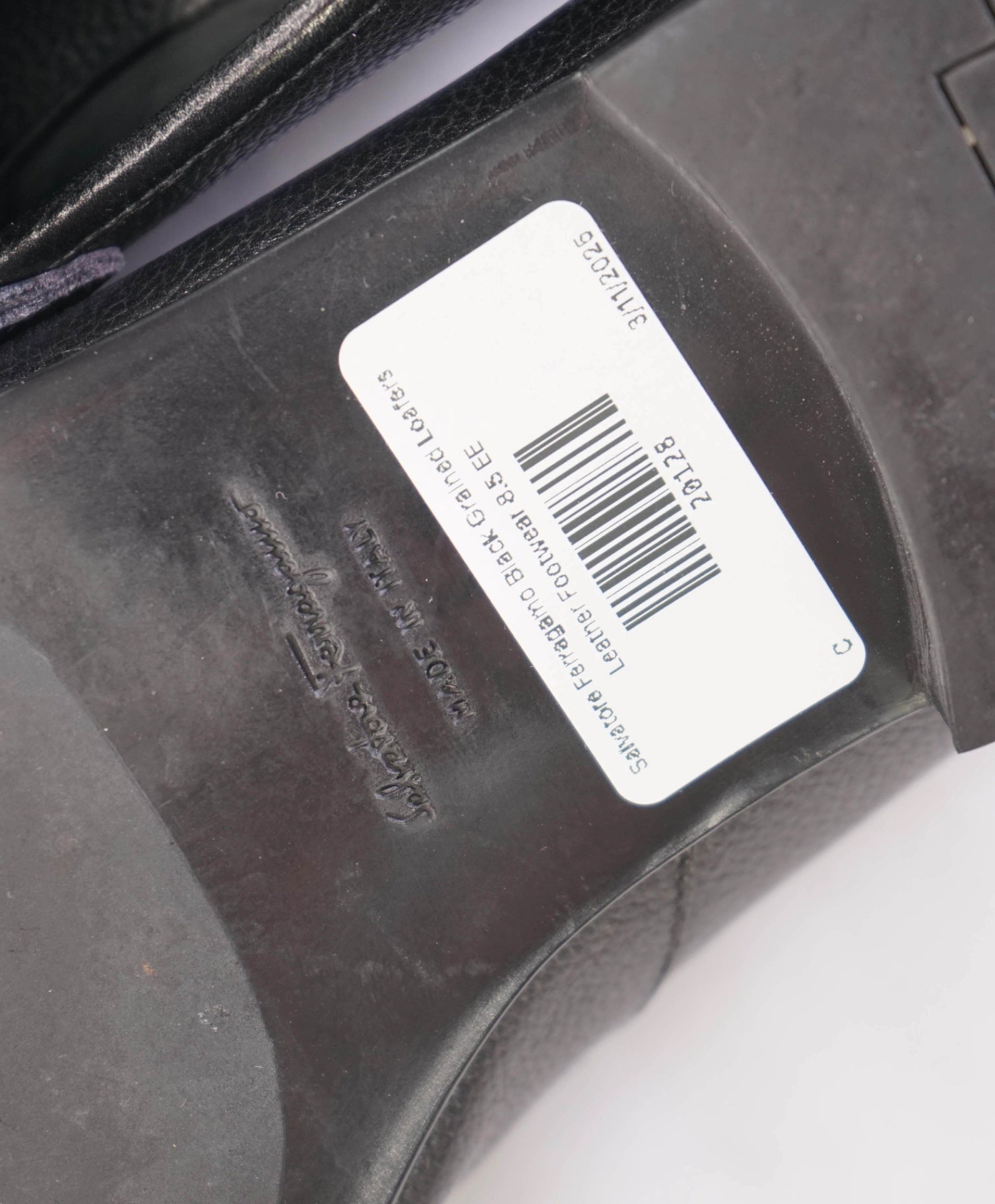 $850 Salvatore Ferragamo "REGAL" Black Grained Loafers Leather 8.5 EE