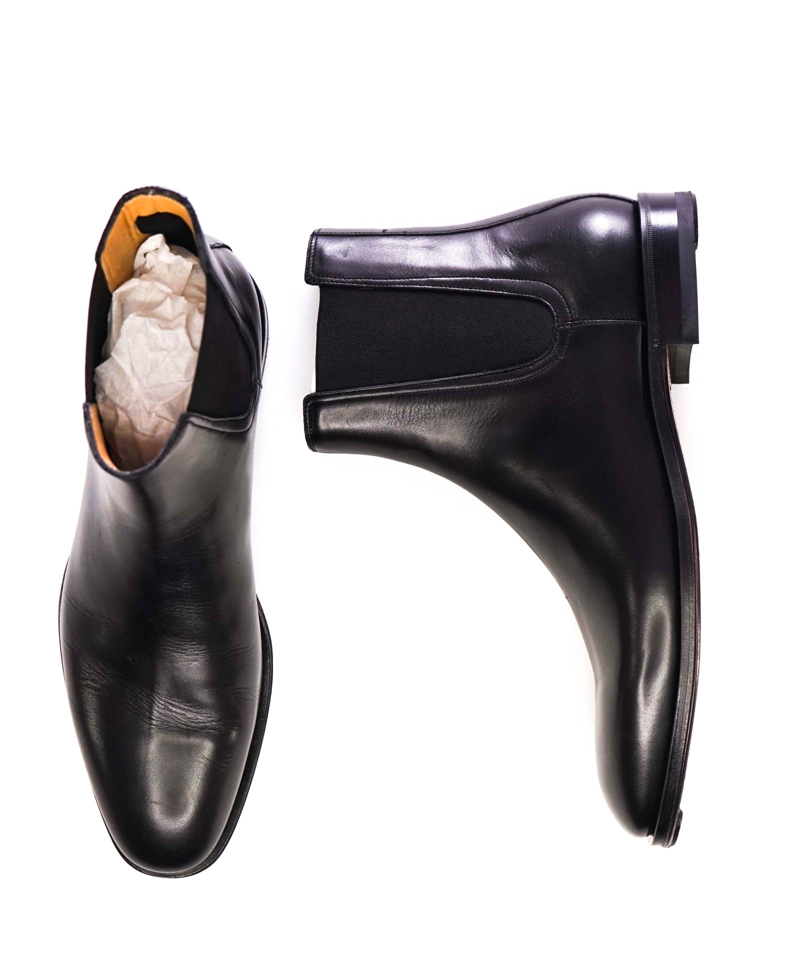 $995 Ferragamo Solid Black Leather Boots 10 EE