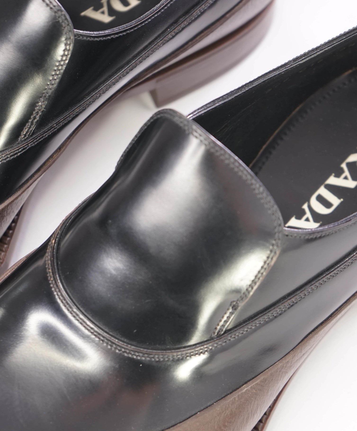 Prada Brown/Black Rubber/Leather LUG SOLE Loafer Footwear 9.5 US(8.5IT)