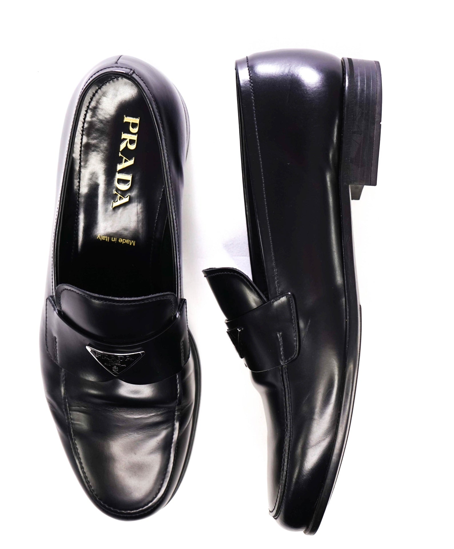 Prada Solid Black Loafers Leather Footwear 10 US (9IT)