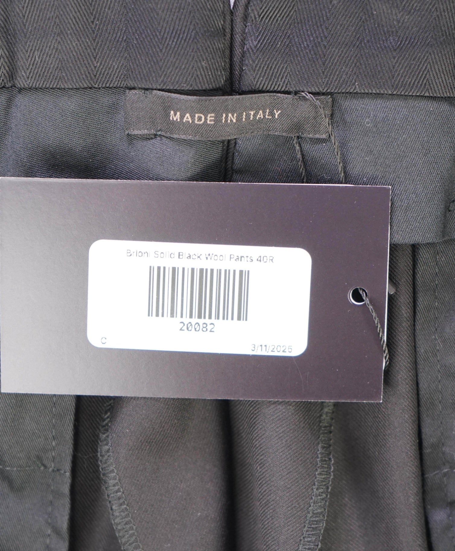 $1,050 Brioni Solid Black Wool Flat Front Dress Pants 34W