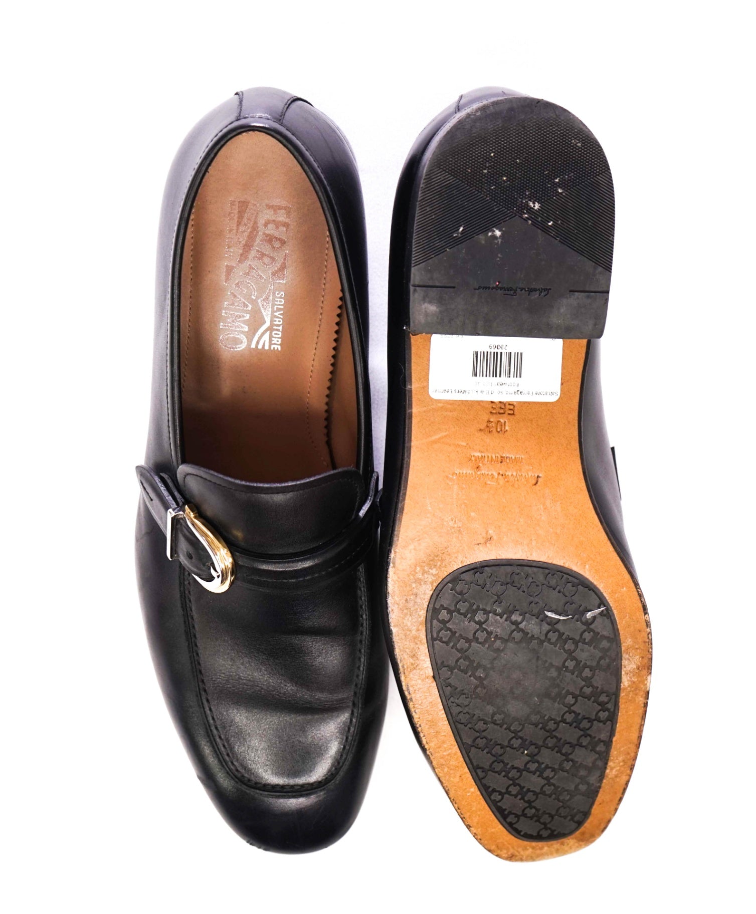 Salvatore Ferragamo Solid Black Loafers Leather Footwear 10.5 3E