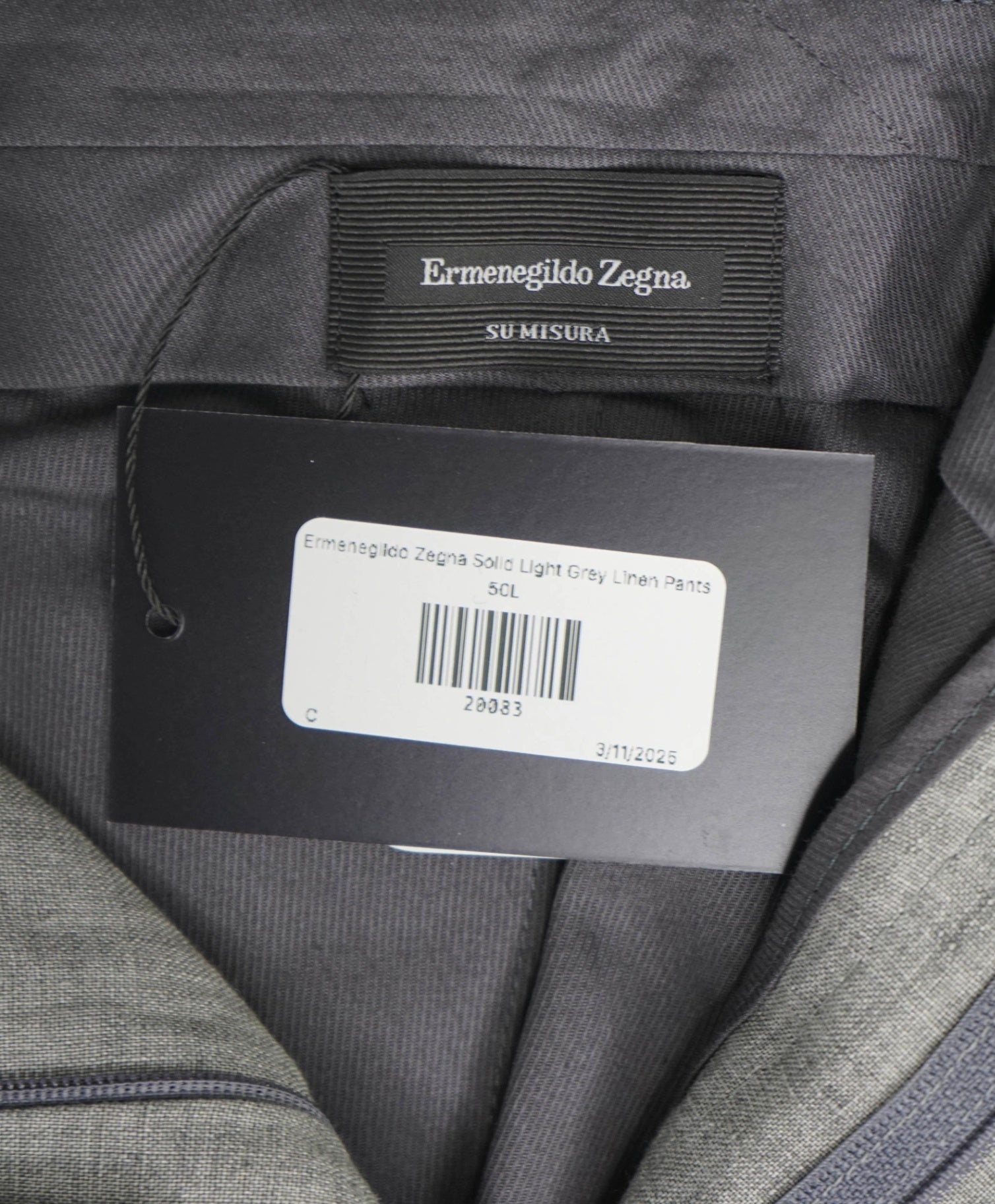 $795 Ermenegildo Zegna Light Grey Linen Flat Front Dress Pants 42W