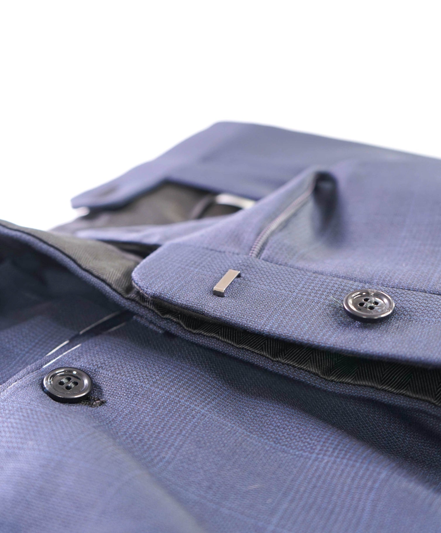 $1,050 Brioni Navy Glen Check Wool Flat Front Pants 38W