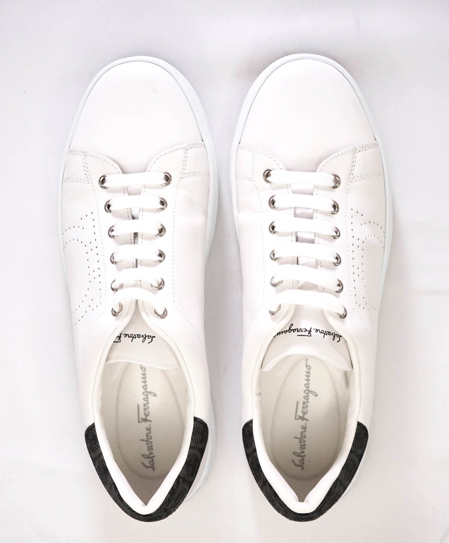Salvatore Ferragamo "PIERRE" White Sneakers Leather 10.5 M