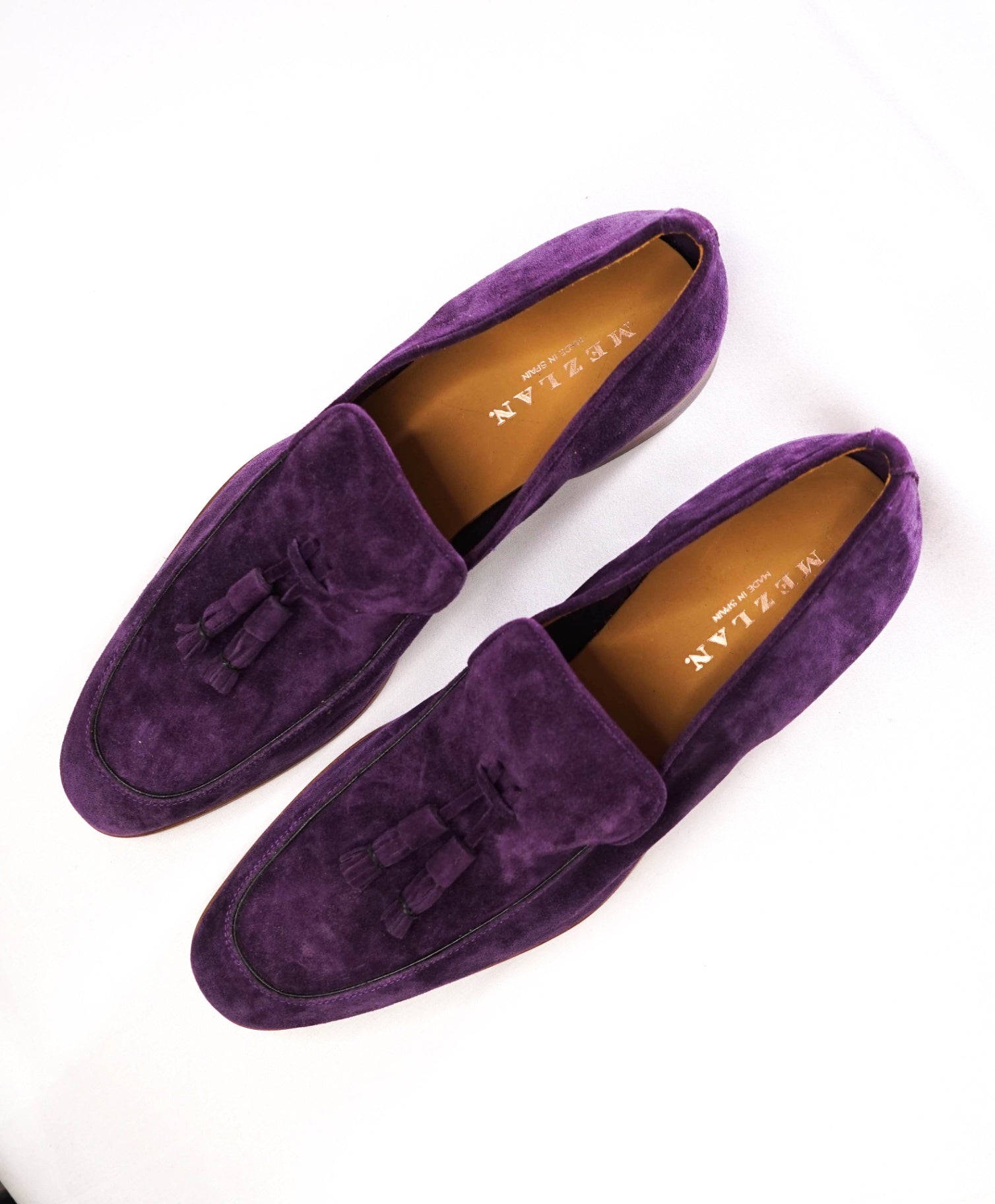 Mezlan Solid Purple tessel loafers Suede Footwear 11.5 M