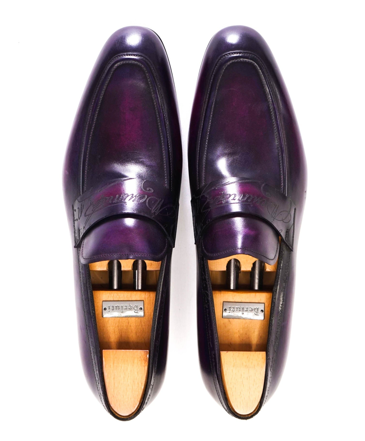 $2,480 Berluti Solid Purple SCRITO Loafers Leather Footwear 12US (11IT)