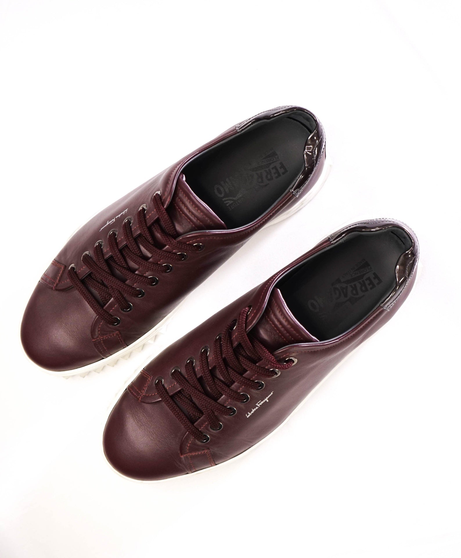 $700 Salvatore Ferragamo Purple Sneakers Leather Footwear 8.5 M