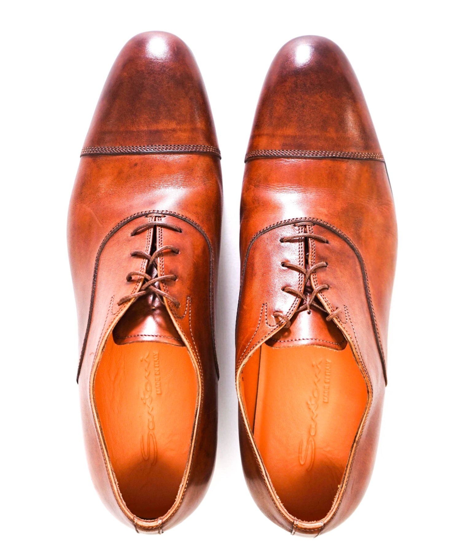 $795 Santoni Solid Brown Oxfords Leather Footwear 9.5 D