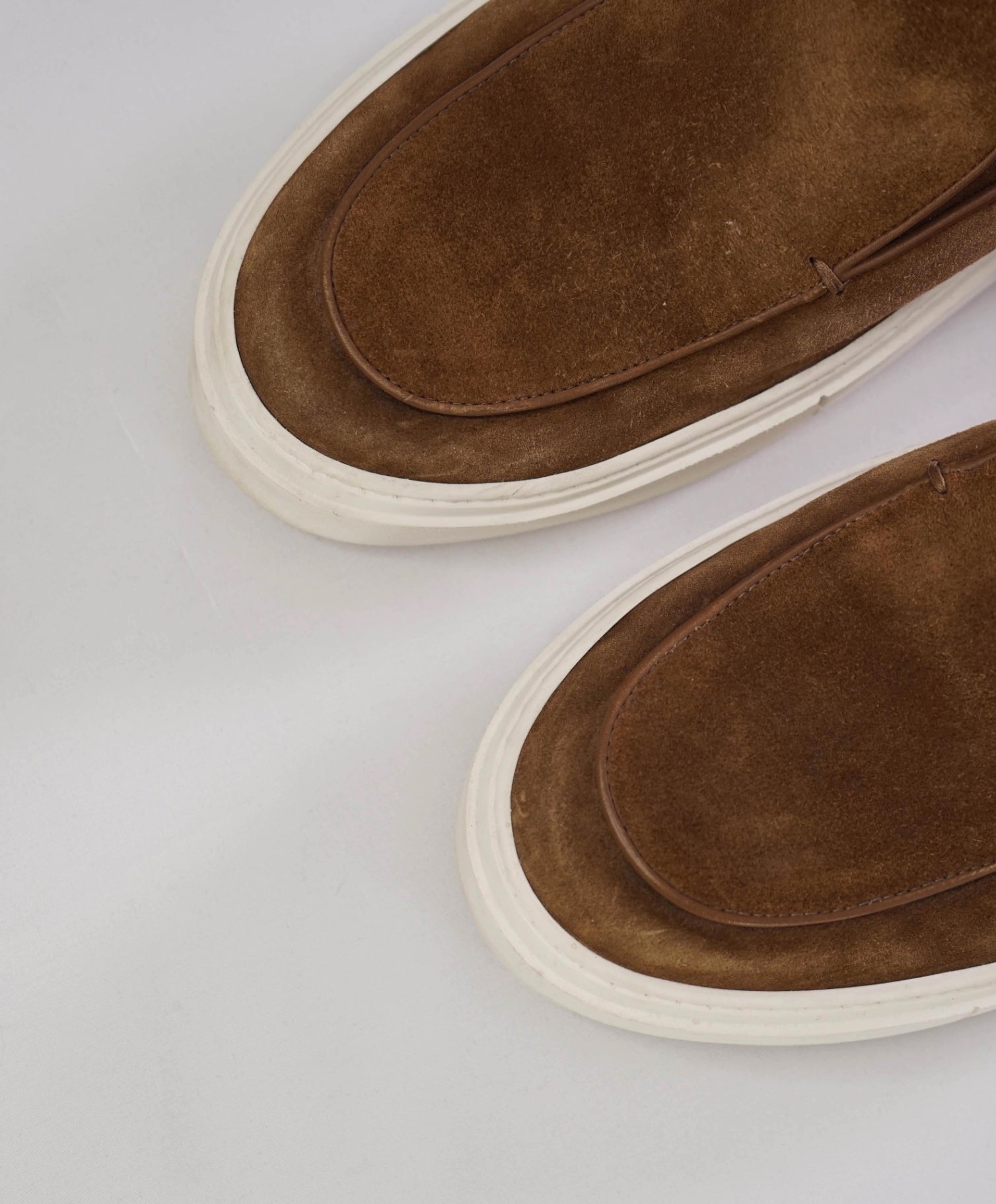 Salvatore Ferragamo Brown LOGO HEEL Suede Boat Shoe Loafer 8.5 M