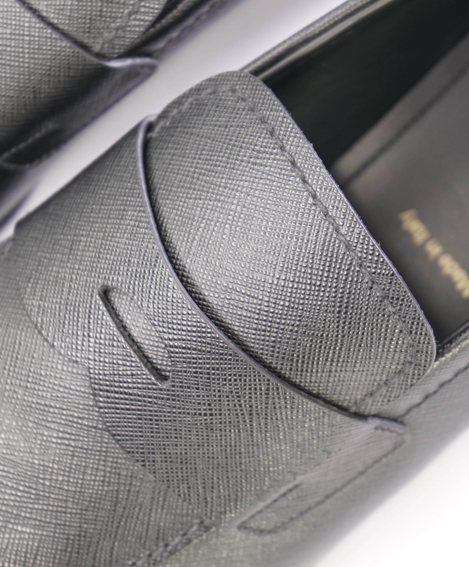 Prada Black Textured Penny loafers Saffiano Leather Loafer 11US (10IT)