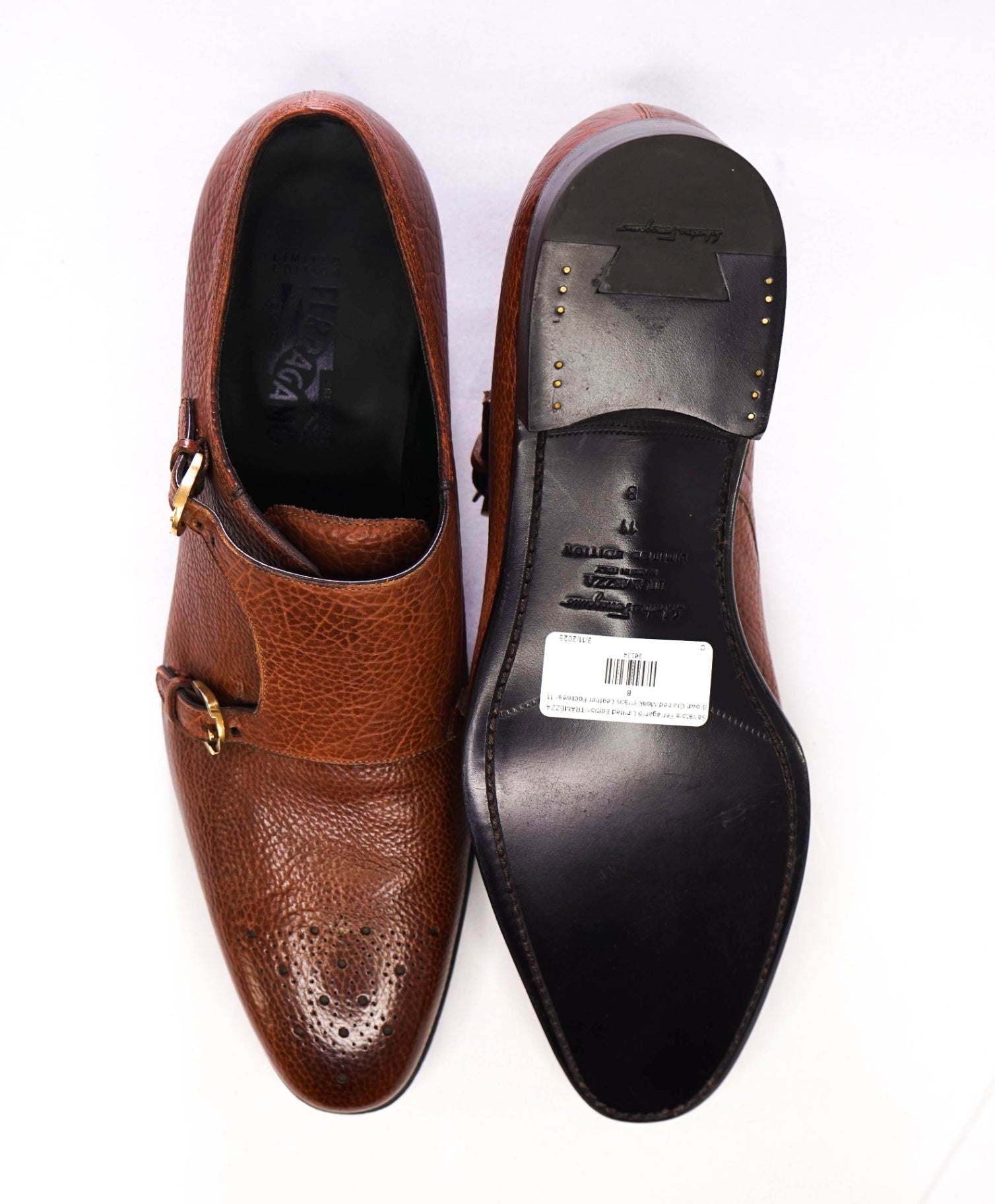 Salvatore Ferragamo Limited Edition TRAMEZZA Brown Monk straps Loafers 11 B