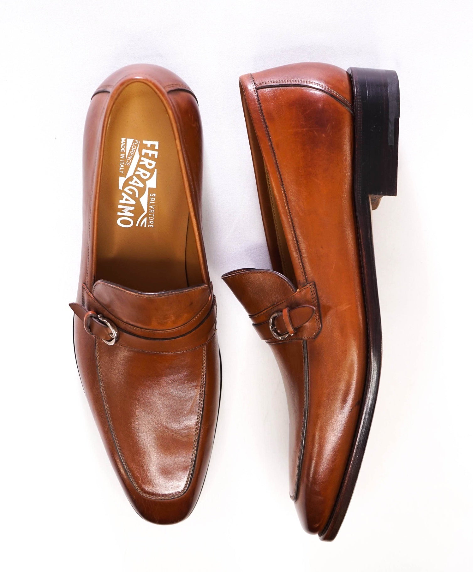 $1,295 FERRAGAMO TRAMEZZA Brown Loafers Leather Footwear 10.5 B