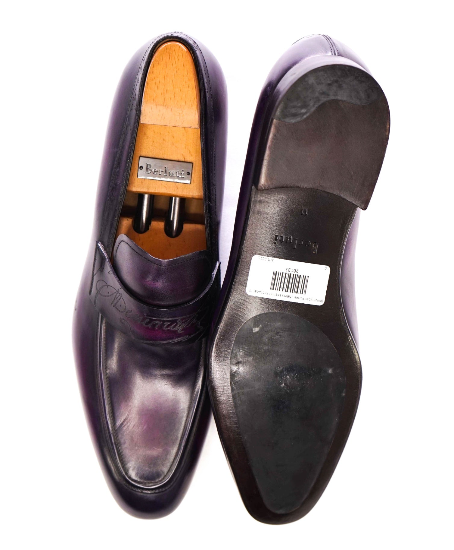 $2,480 Berluti Solid Purple SCRITO Loafers Leather Footwear 12US (11IT)
