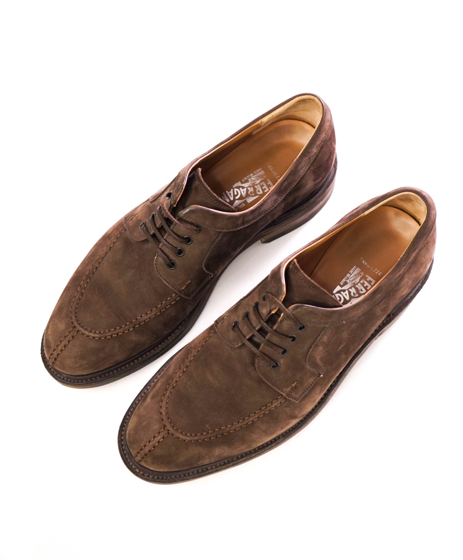 $1,295 Salvatore Ferragamo Tramezza Brown Suede Oxfords 7 EE