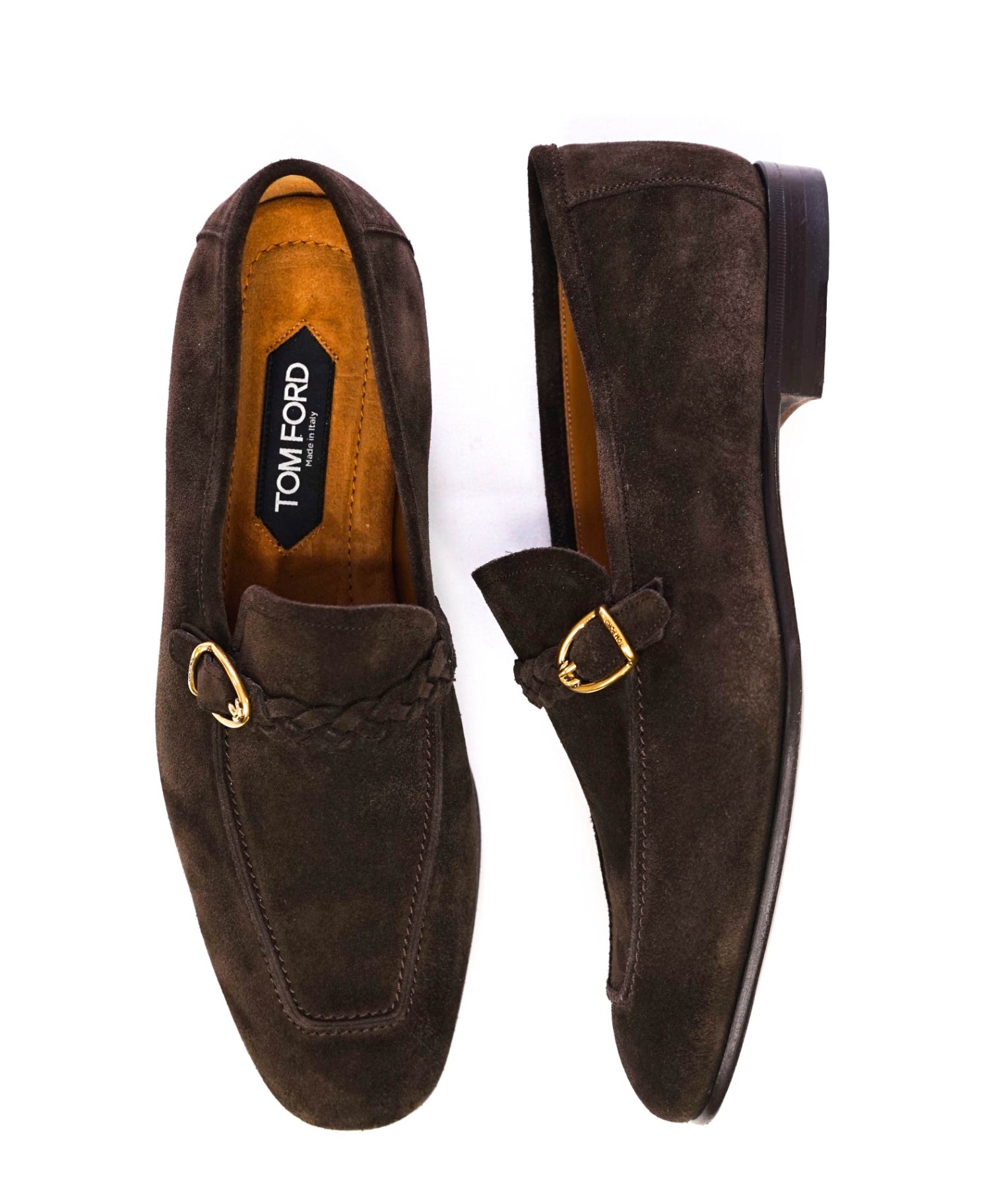 $1,490 Tom Ford DOVER Side Buckle Brown Loafers Suede Footwear 9.5US (9T)