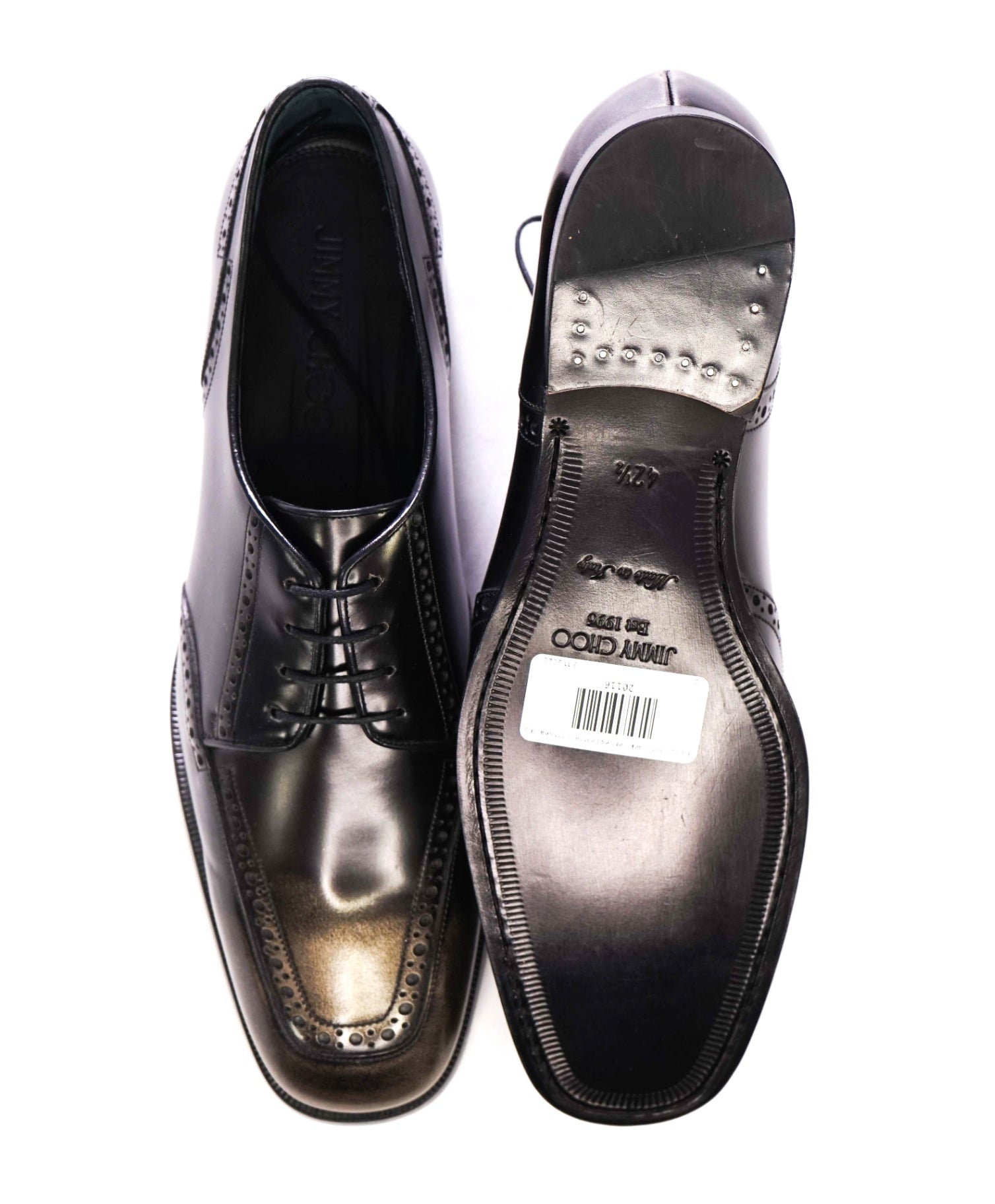 $925 Jimmy Choo Black Derbies Leather Footwear Oxfords 9.5