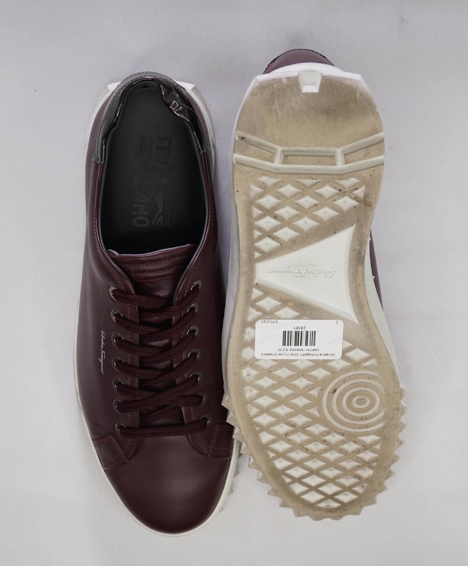 $700 Salvatore Ferragamo Purple Sneakers Leather Footwear 8.5 M