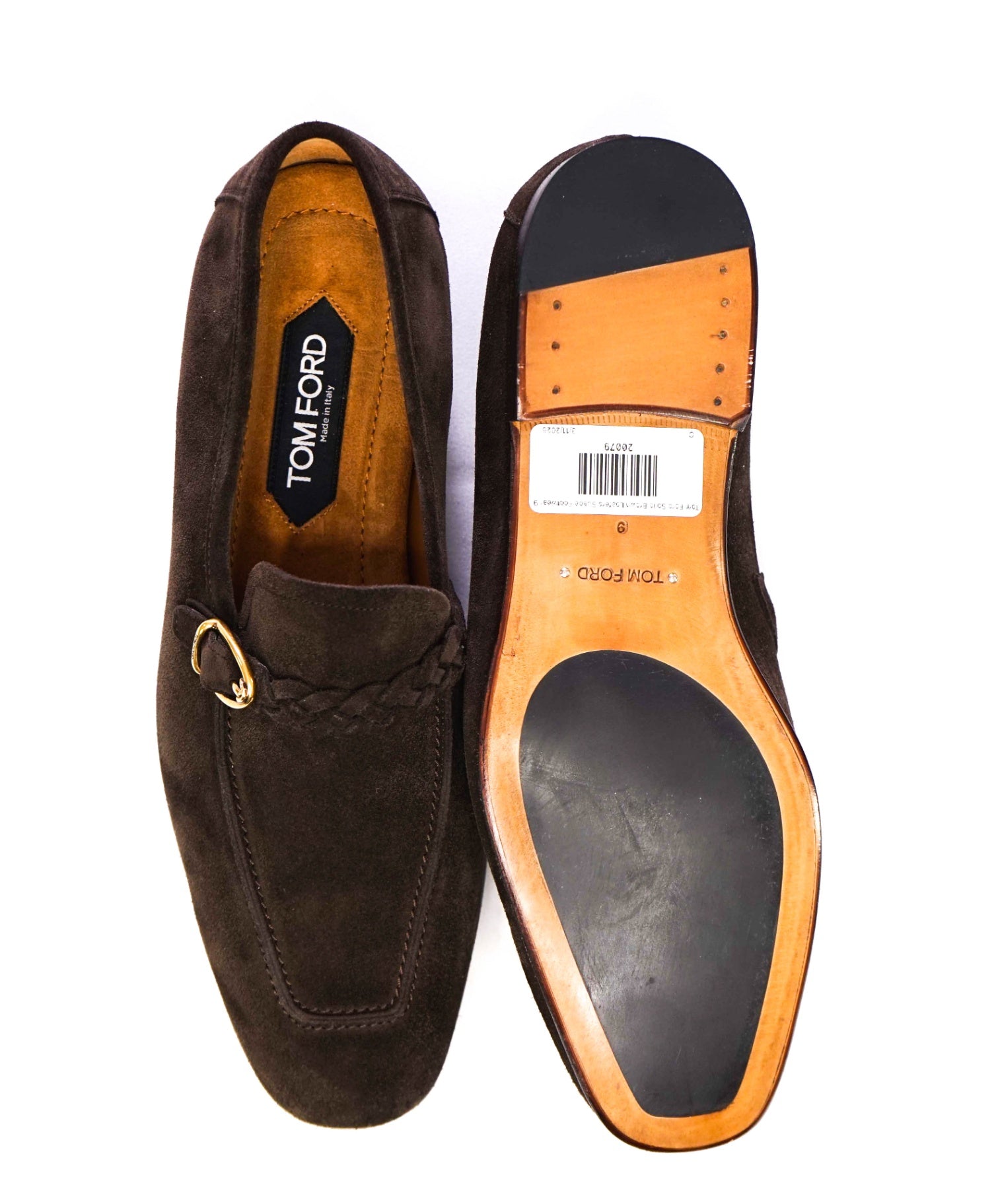 $1,490 Tom Ford DOVER Side Buckle Brown Loafers Suede Footwear 9.5US (9T)