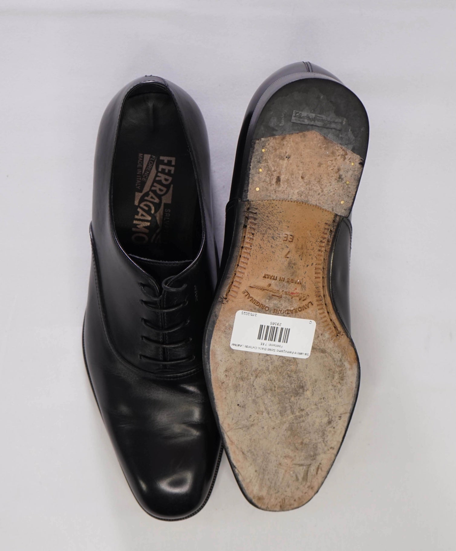 Salvatore Ferragamo "FEDELE" Black Oxfords Leather Footwear 7 EE