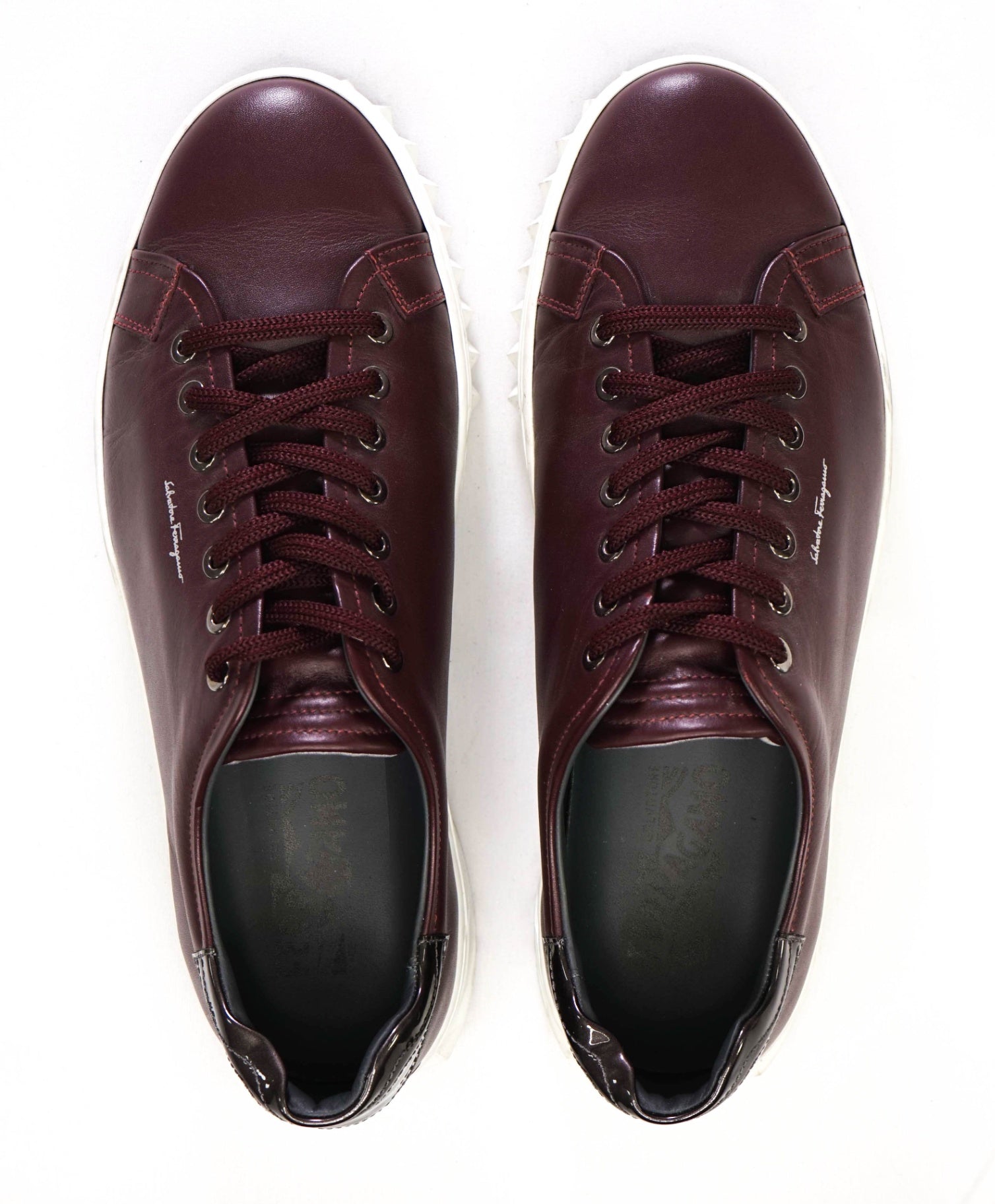 $700 Salvatore Ferragamo Purple Sneakers Leather Footwear 8.5 M