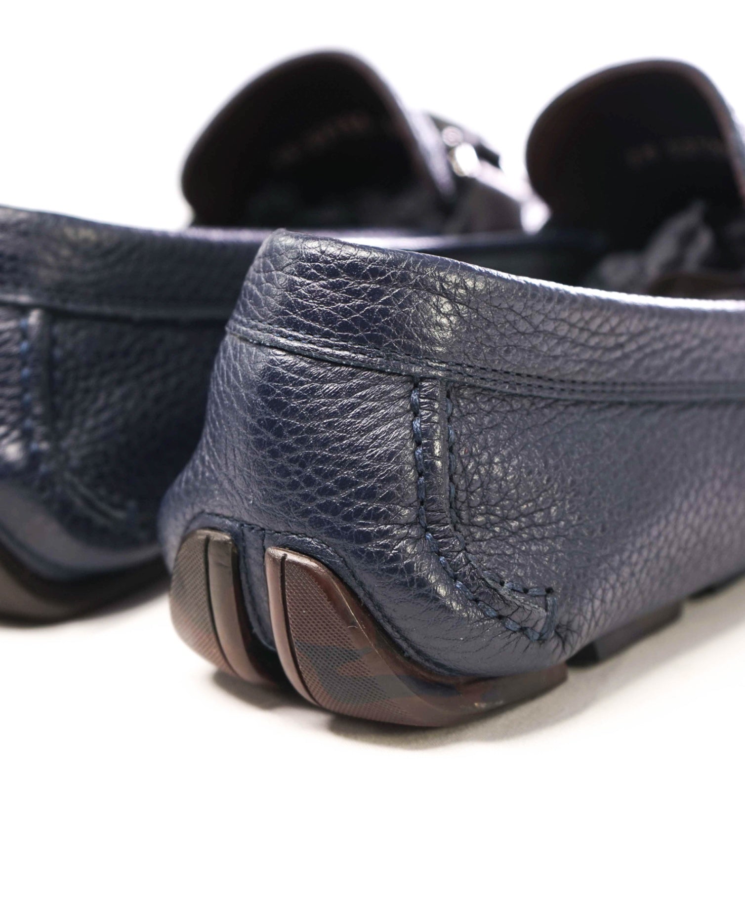 Salvatore Ferragamo Navy Grained Leather Footwear 7 EE