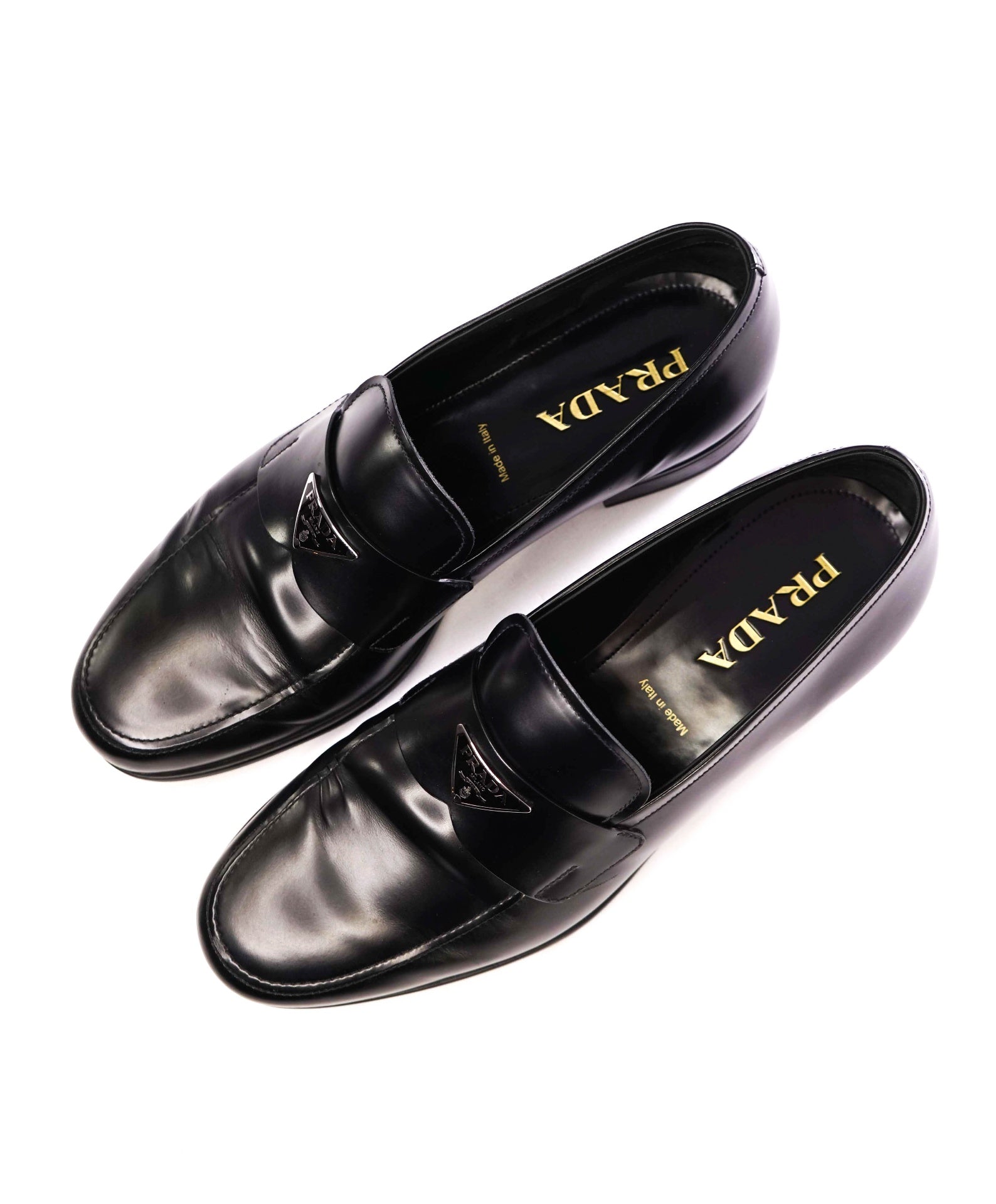 Prada Solid Black Loafers Leather Footwear 10 US (9IT)
