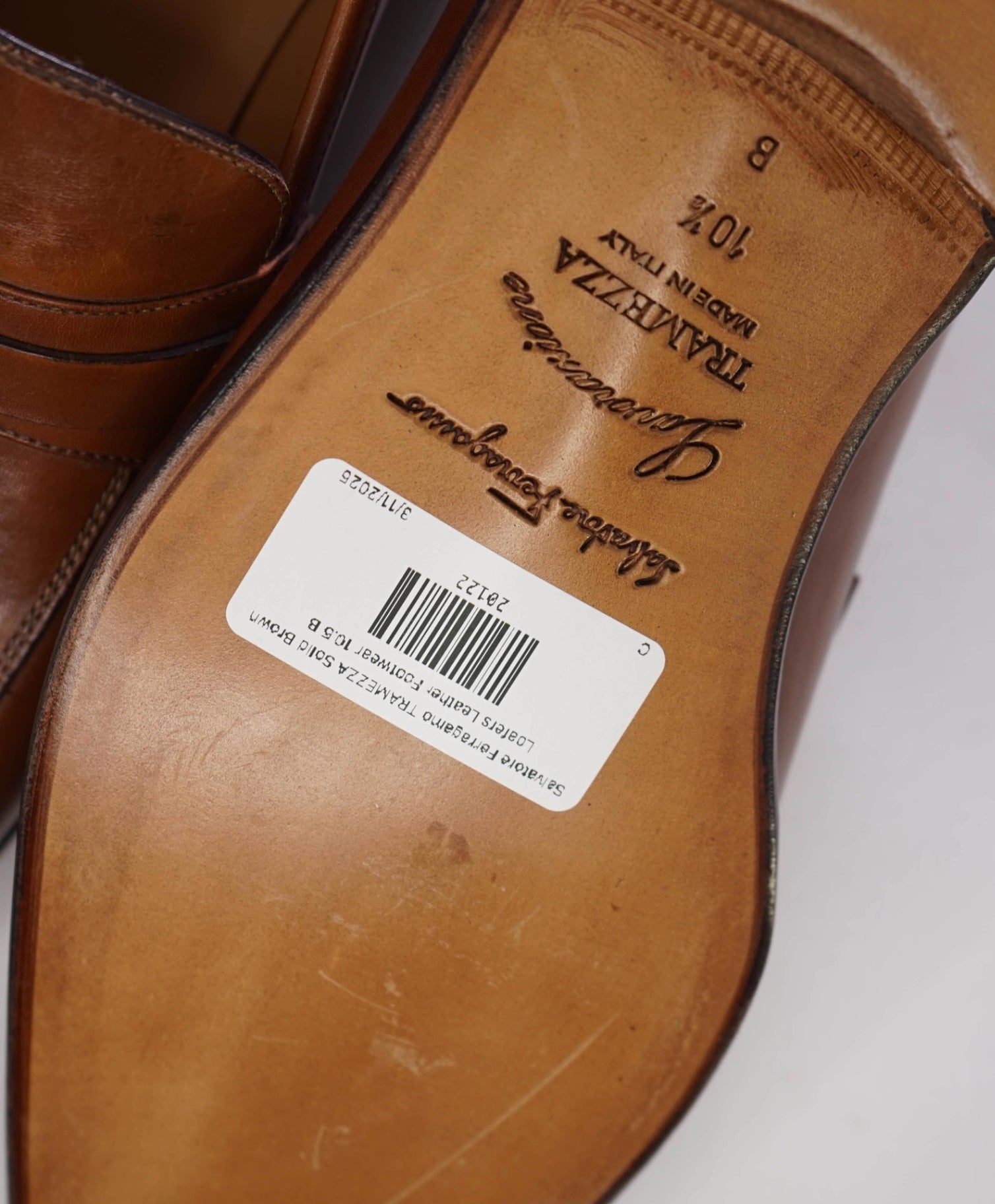 Salvatore Ferragamo TRAMEZZA Solid Brown Loafers Leather Footwear 10.5 B
