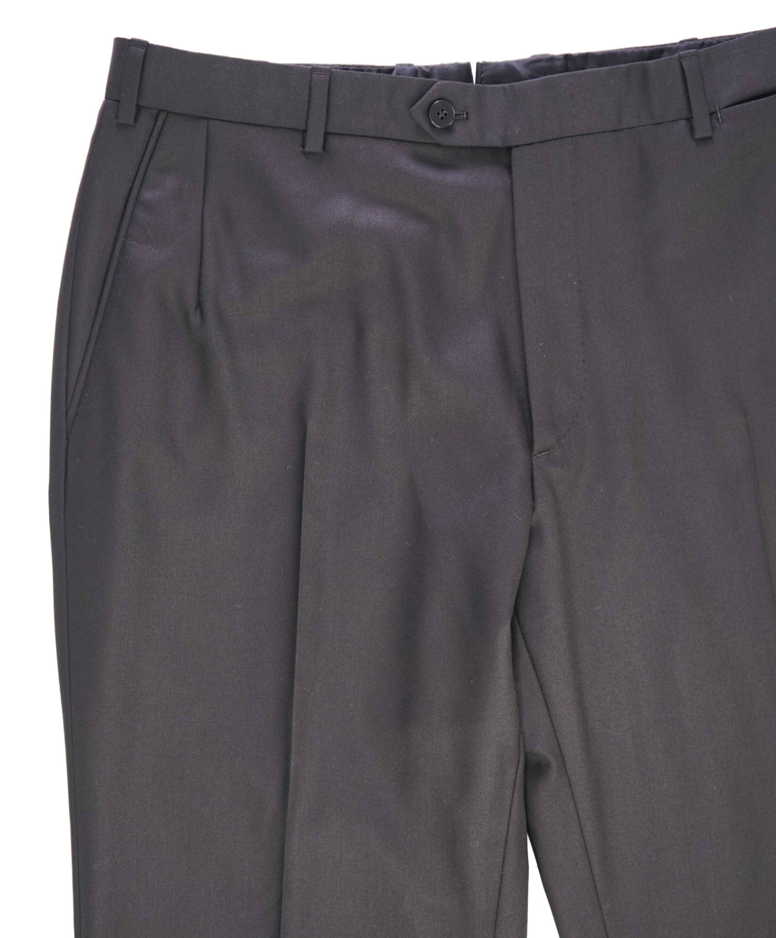 $1,050 Brioni Solid Black Wool Flat Front Dress Pants 34W