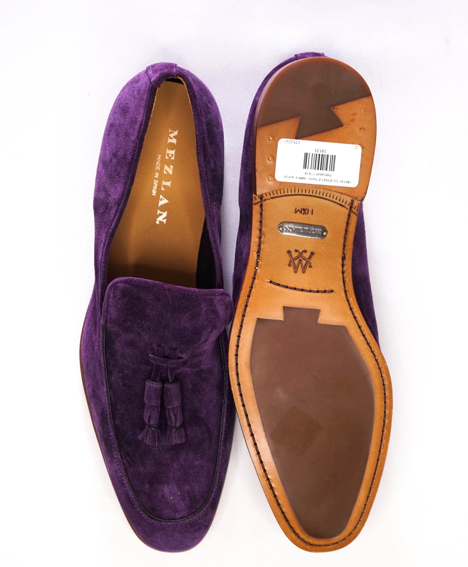 Mezlan Solid Purple tessel loafers Suede Footwear 11.5 M